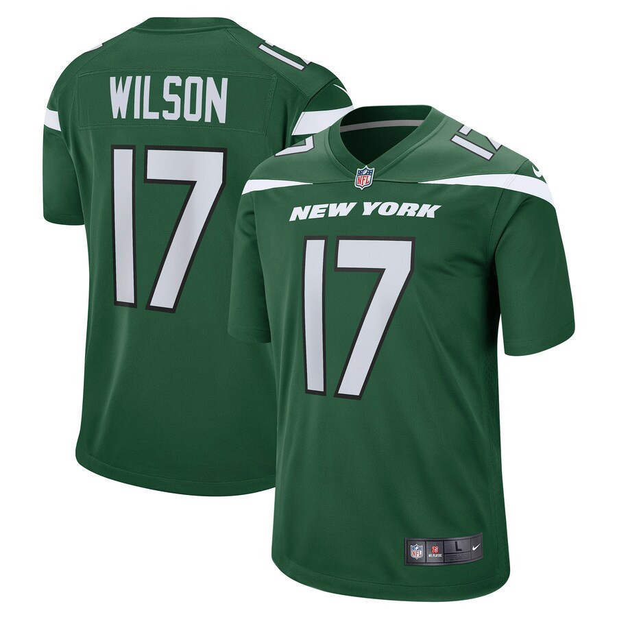 Garrett Wilson Men's New York Jets Black Gold & White Gold Vapor Limited - All Stitched Game Jersey - All Stitched