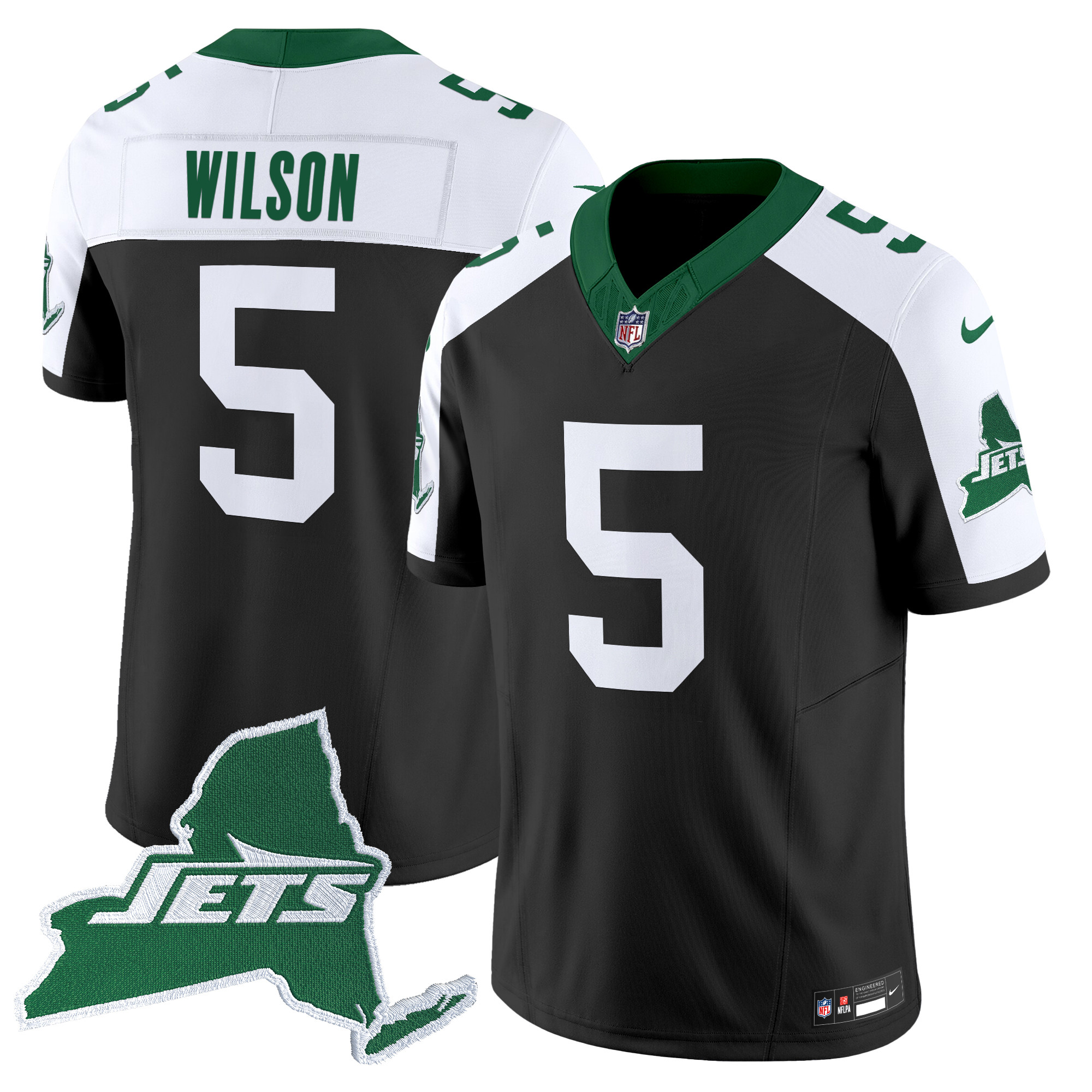 Garrett Wilson Men's New York Jets Home Patch Vapor Legacy Limited Black Alternate Jersey - All Stitched