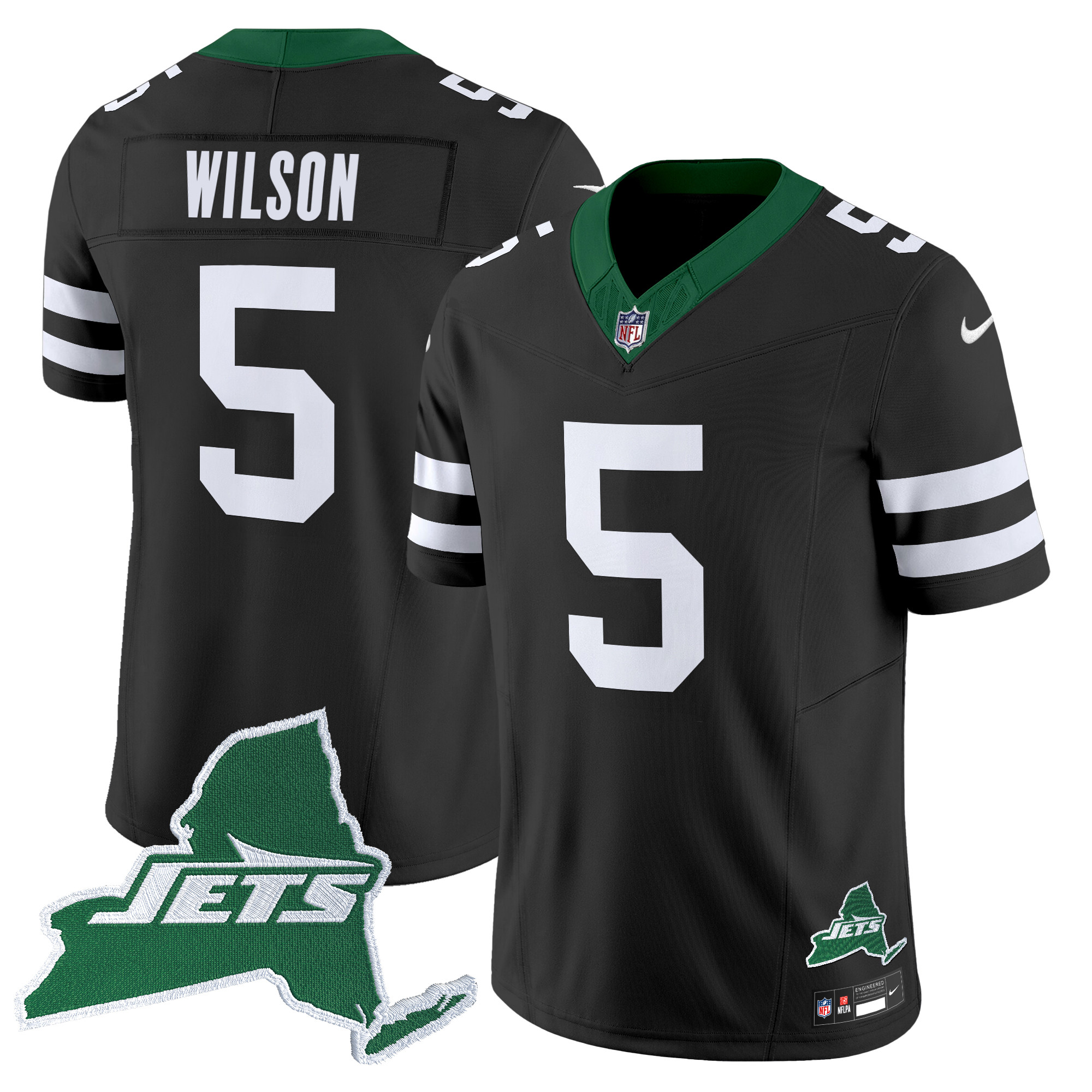 Garrett Wilson Men's New York Jets Home Patch Vapor Legacy Limited Black Jersey - All Stitched