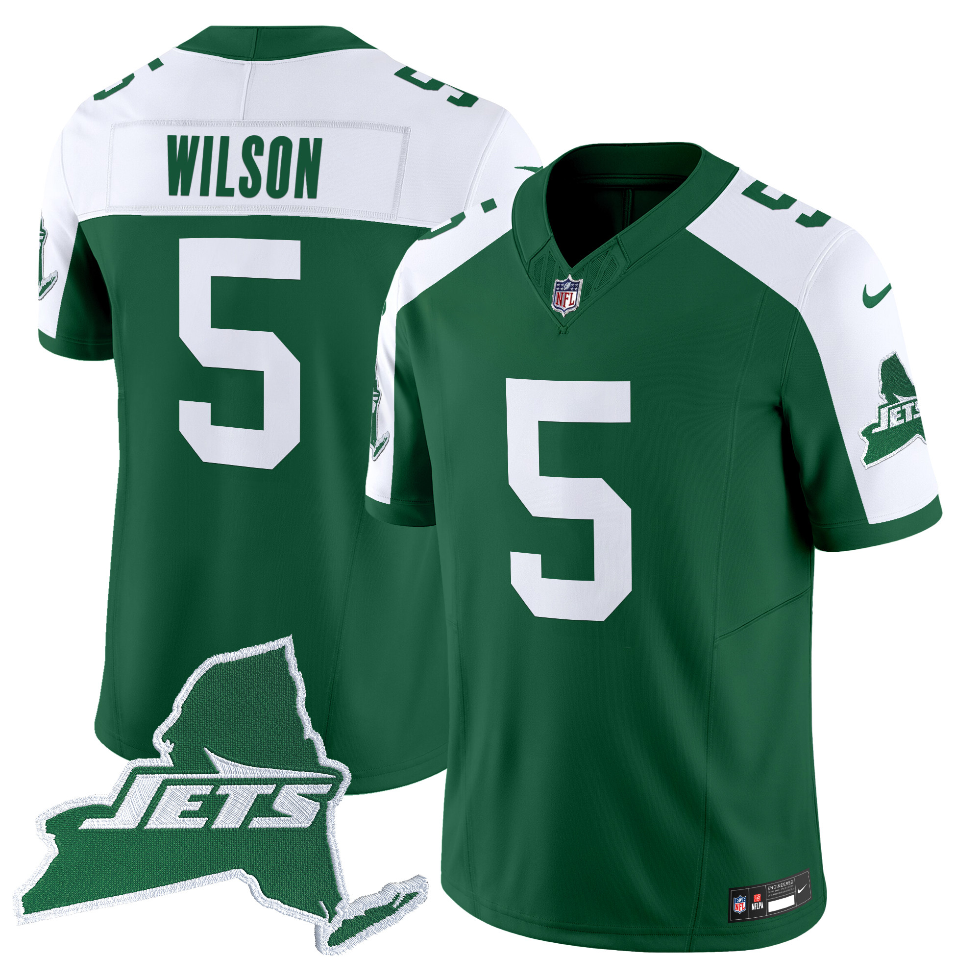 Garrett Wilson Men's New York Jets Home Patch Vapor Legacy Limited Green Alternate Jersey - All Stitched