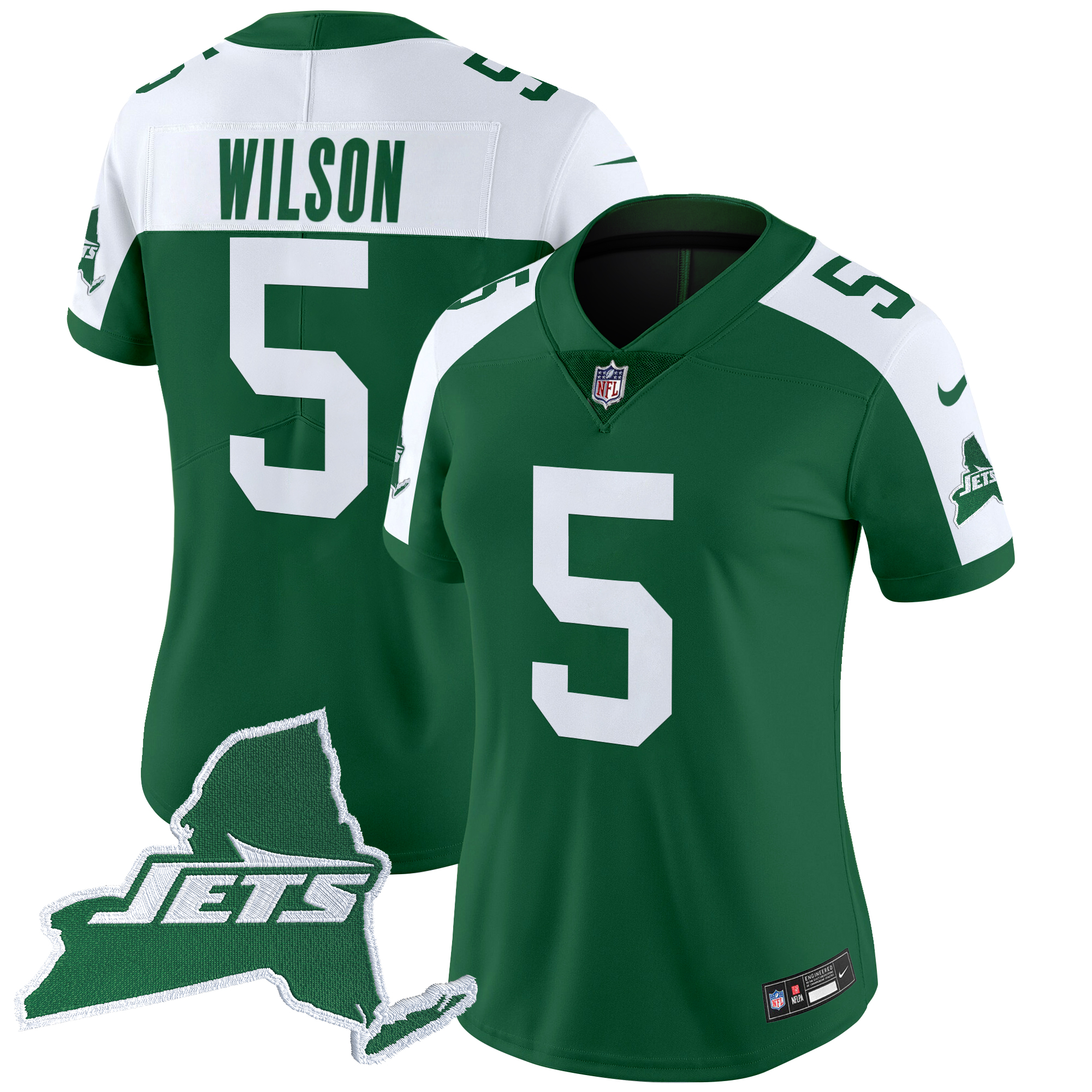 Garrett Wilson Women's New York Jets Home Patch Vapor Legacy Limited Green Alternate Jersey - All Stitched