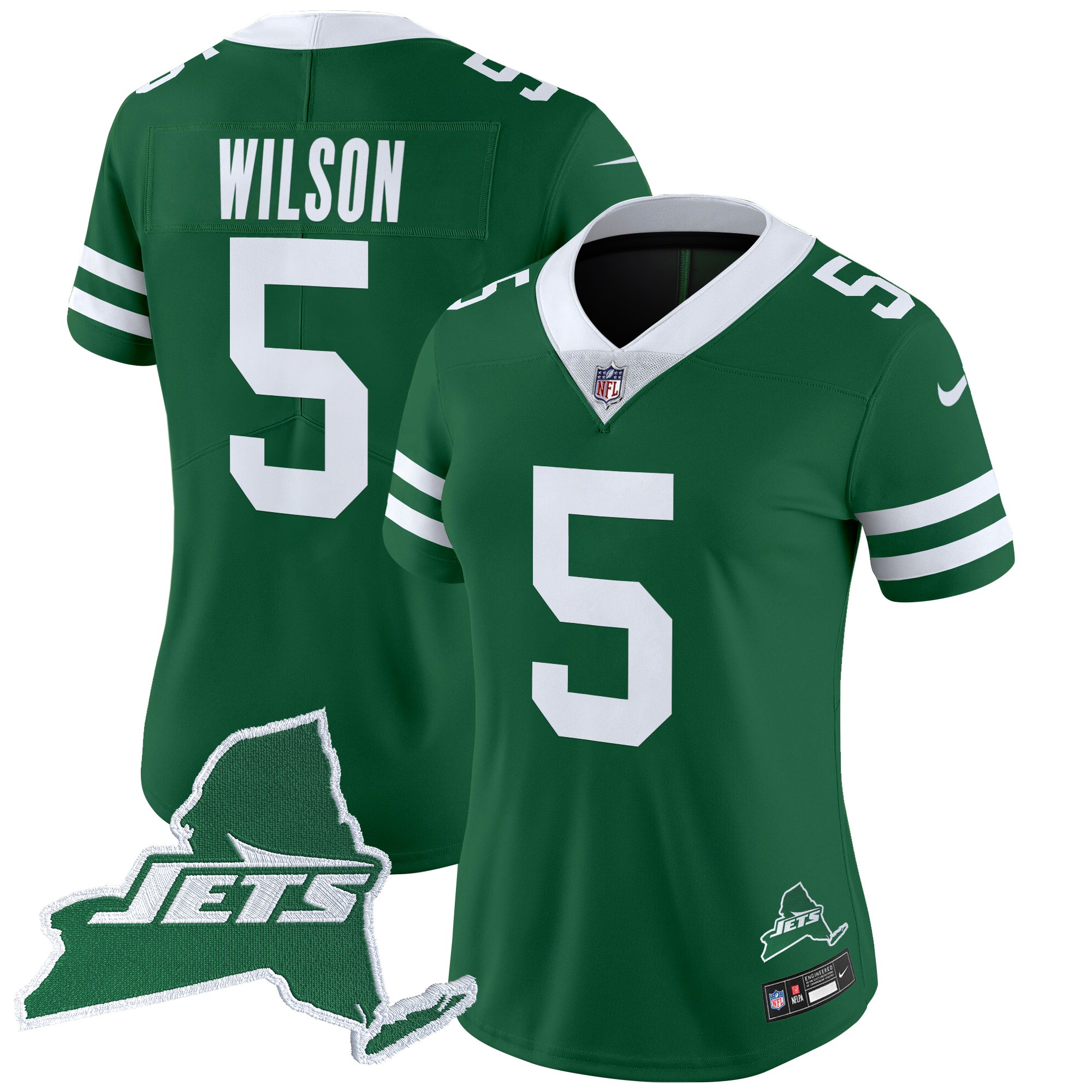Garrett Wilson Women's New York Jets Home Patch Vapor Legacy Limited Green Jersey - All Stitched