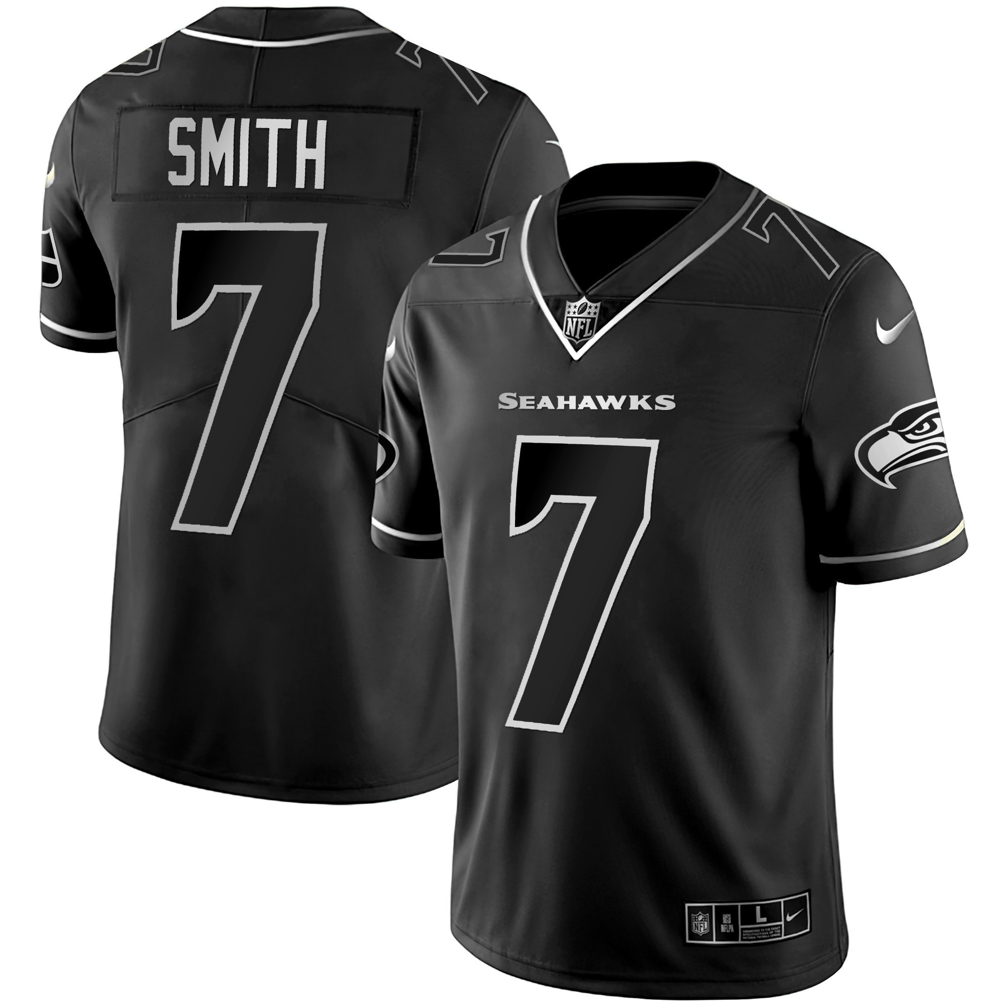 Geno Smith Men's Seattle Seahawks Gold Player Blak Silver Jersey - All Stitched