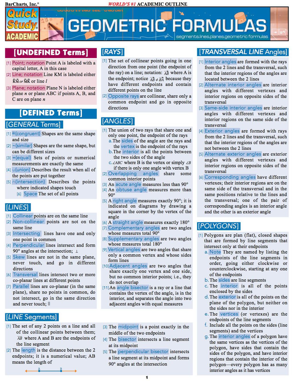 Geometric Formulas 1st Edition - (PDF/EPUB Version)
