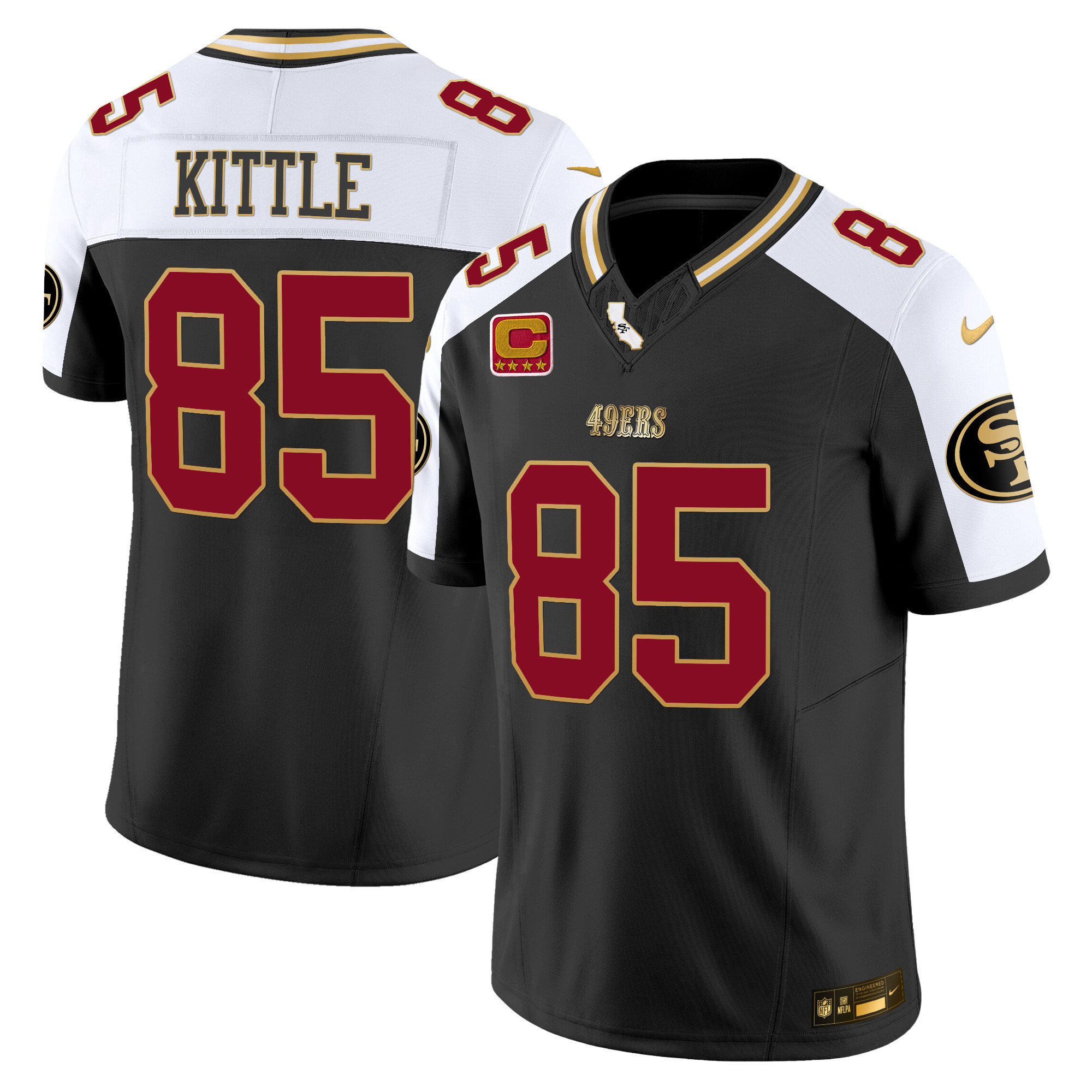 George Kittle Men's San Francisco 49ers 2024 Gold Vapor Black Alternate Jersey - All Stitched