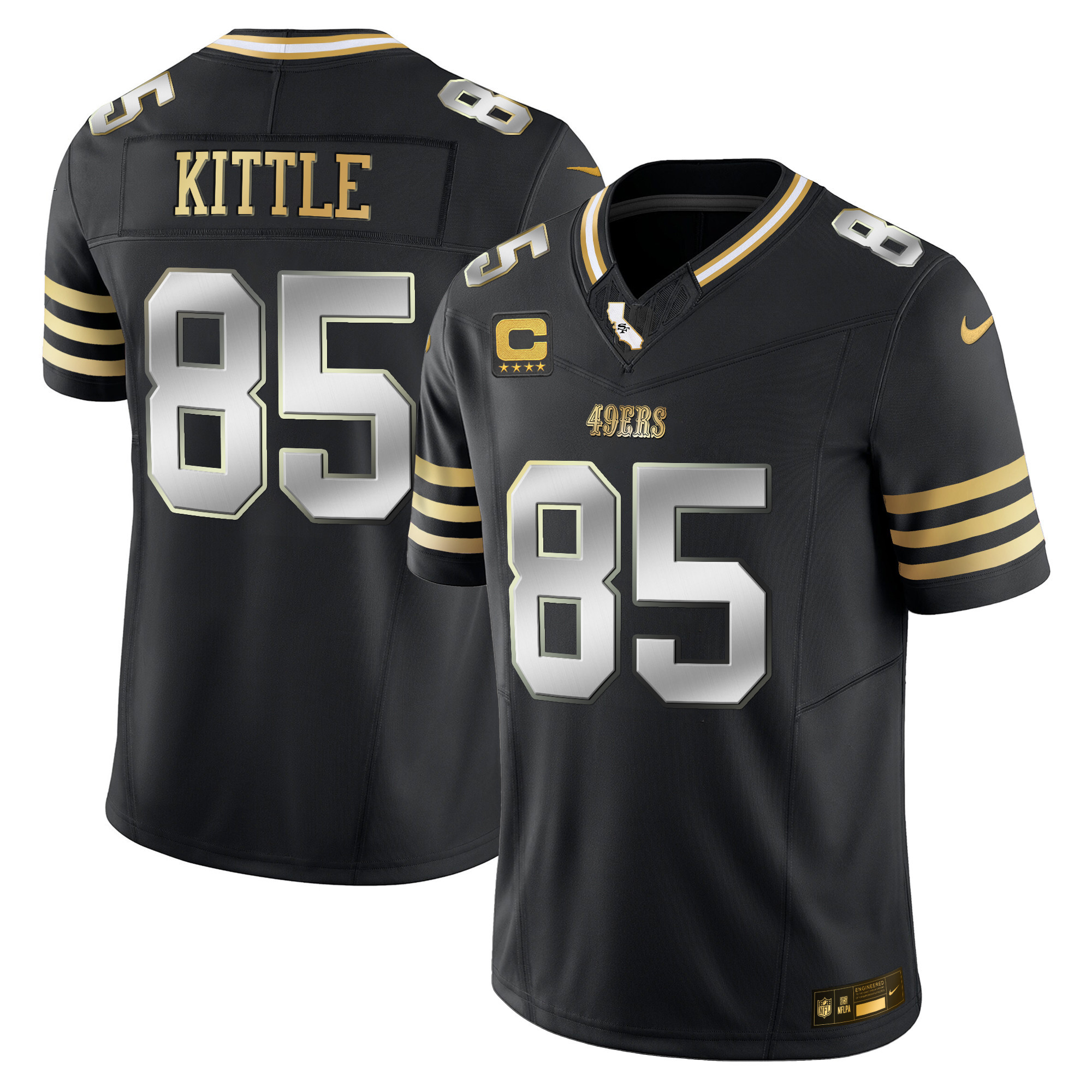 George Kittle Men's San Francisco 49ers 2024 Gold Vapor Black Limited Jersey - All Stitched