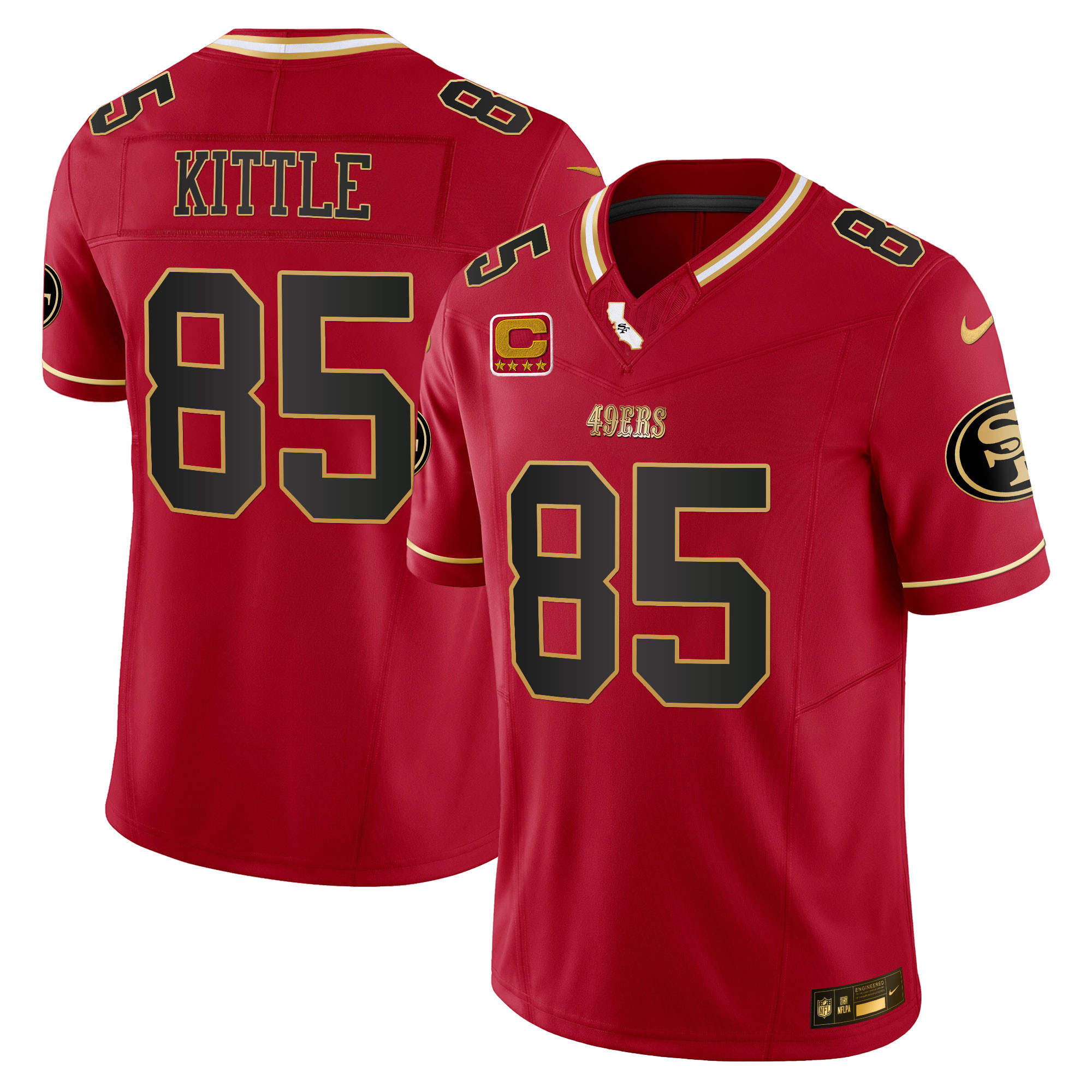 George Kittle Men's San Francisco 49ers 2024 Gold Vapor Scarlet Limited Jersey - All Stitched