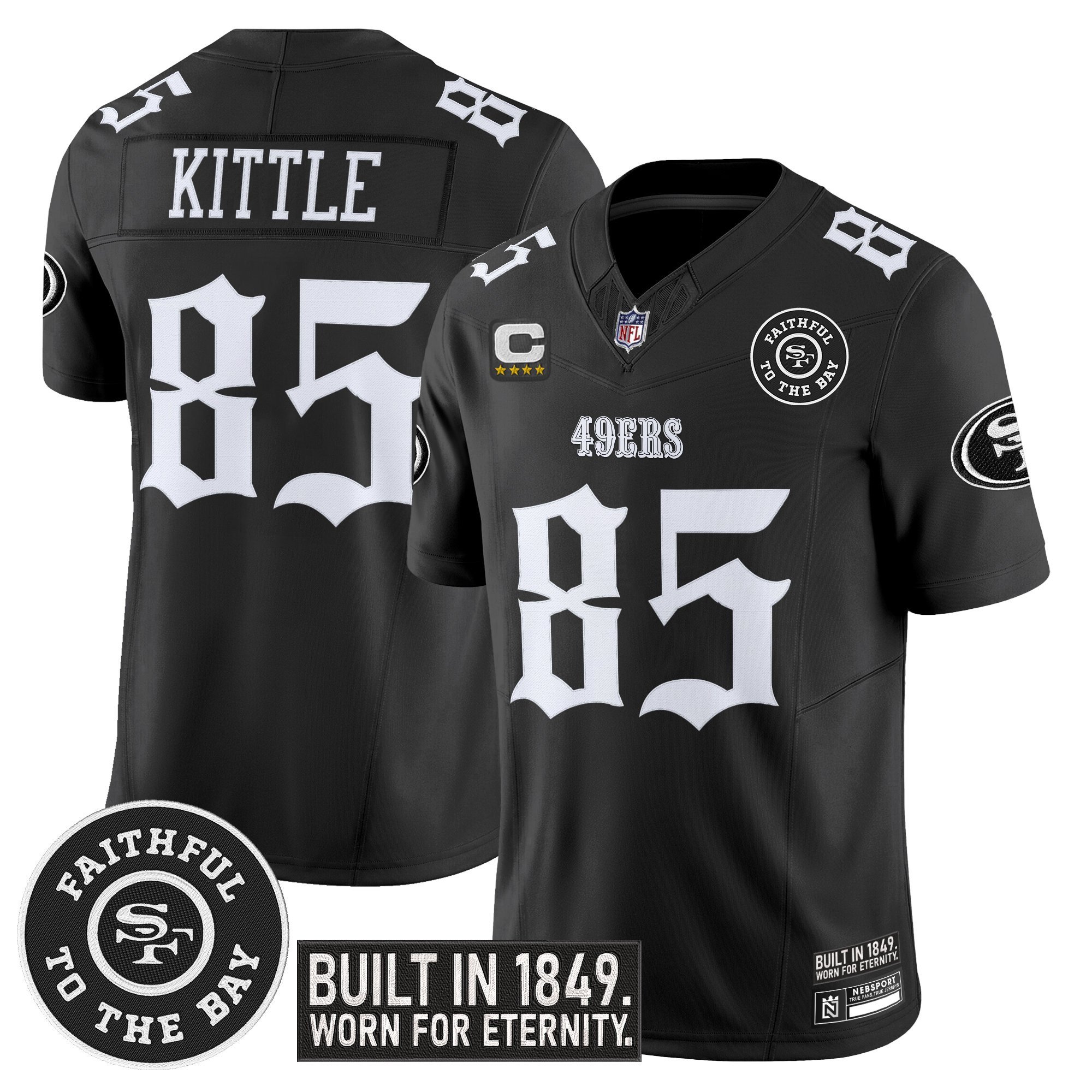 George Kittle Men's San Francisco 49ers 'Fog City Gothic Edition' Vapor Limited Black Jersey - All Stitched