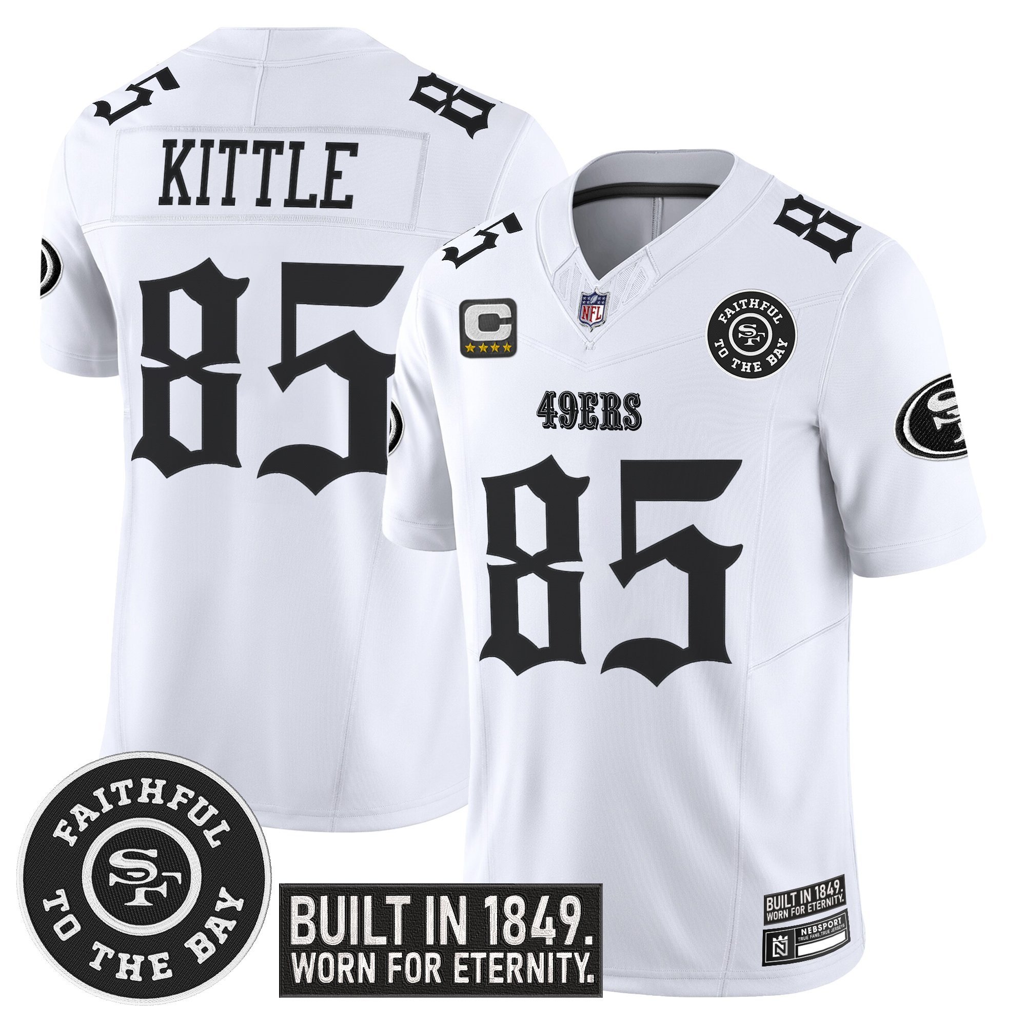 George Kittle Men's San Francisco 49ers 'Fog City Gothic Edition' Vapor Limited White Jersey - All Stitched