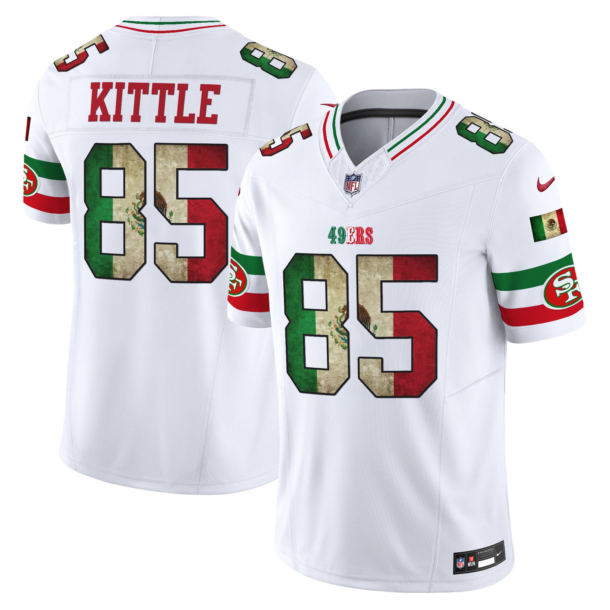 George Kittle Men's San Francisco 49ers Mexico Vapor Limited White Jersey - All Stitched