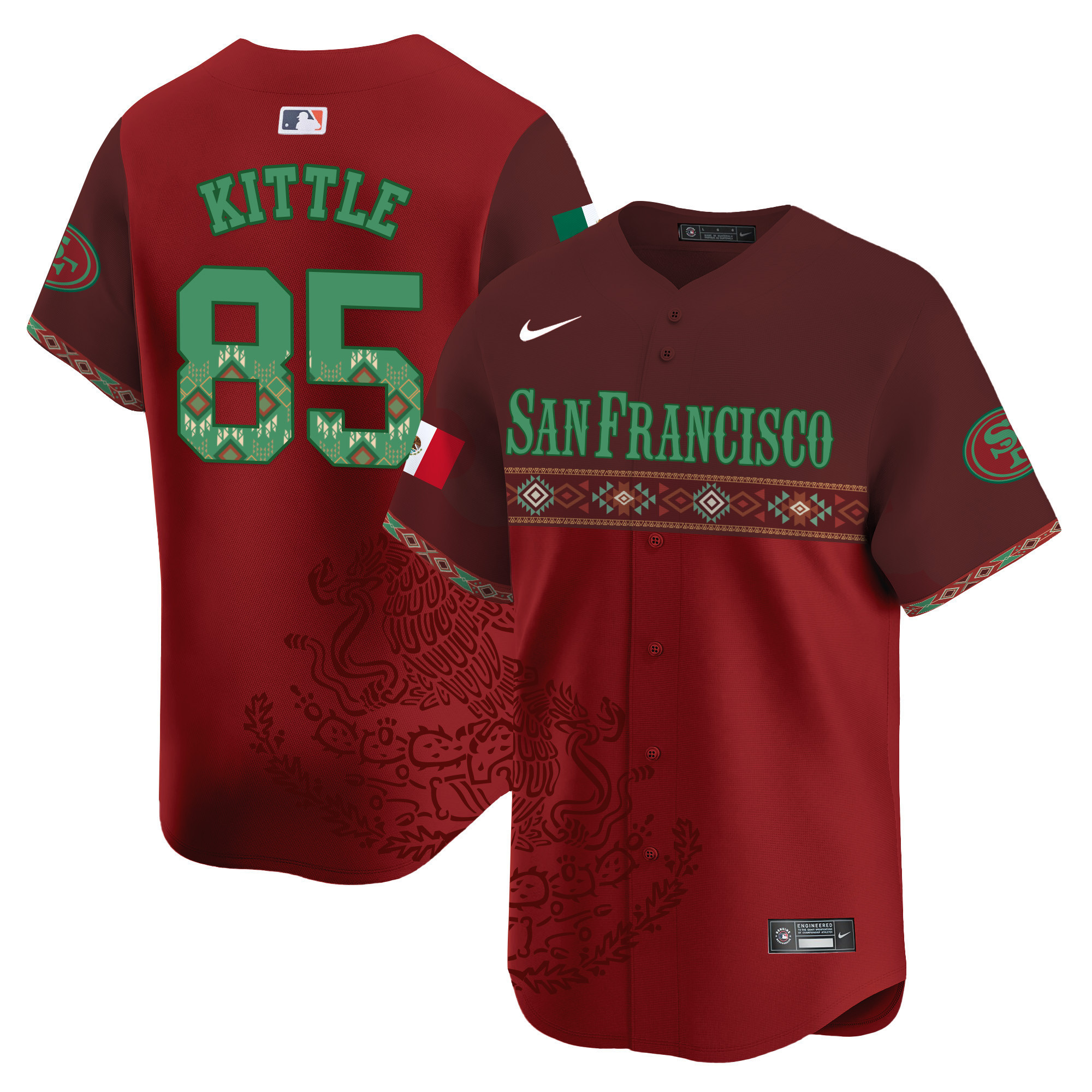 George Kittle Men's San Francisco 49ers Mexico Vapor Premier Limited Jersey - Printed Red Jersey - All Stitched
