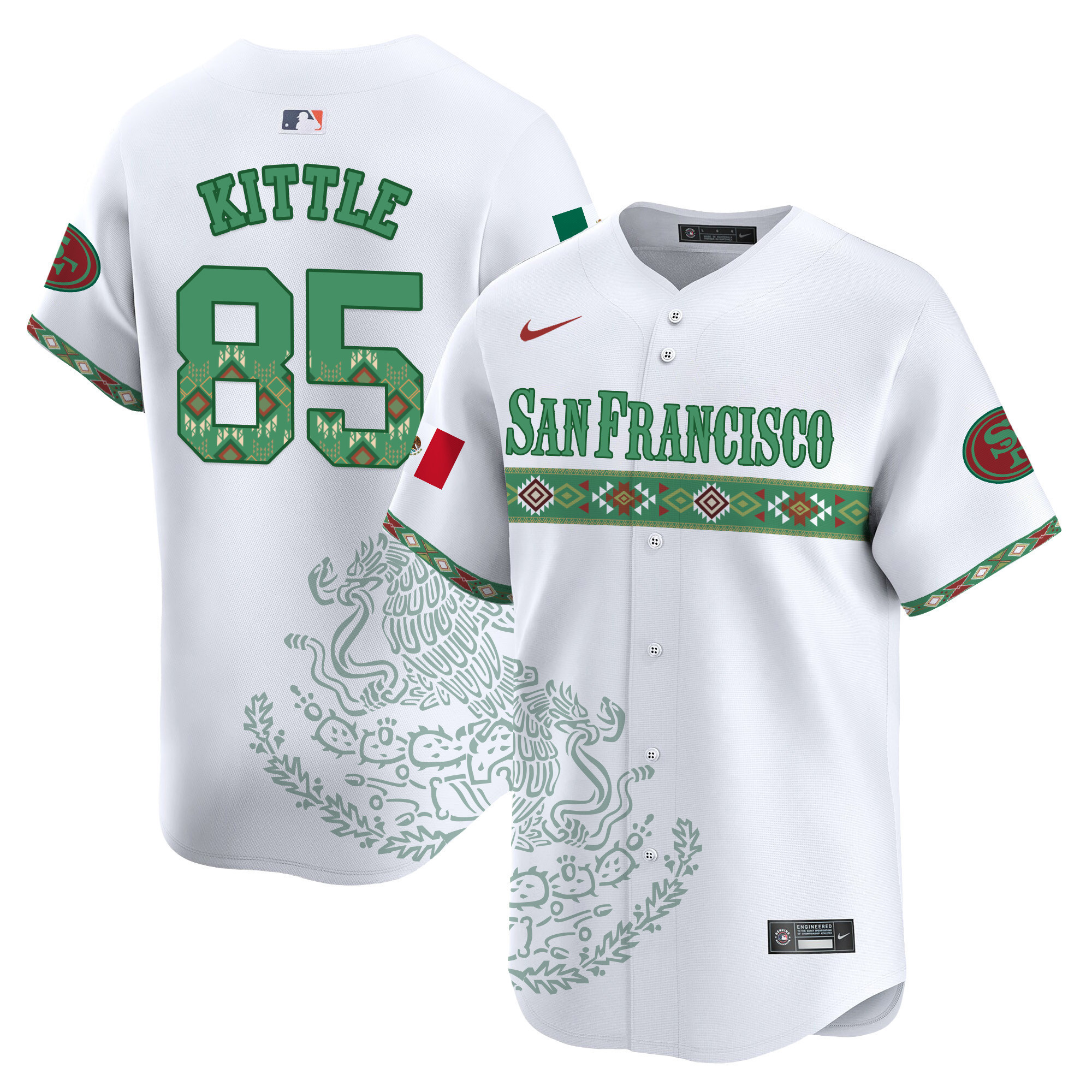 George Kittle Men's San Francisco 49ers Mexico Vapor Premier Limited Jersey - Printed White Jersey - All Stitched
