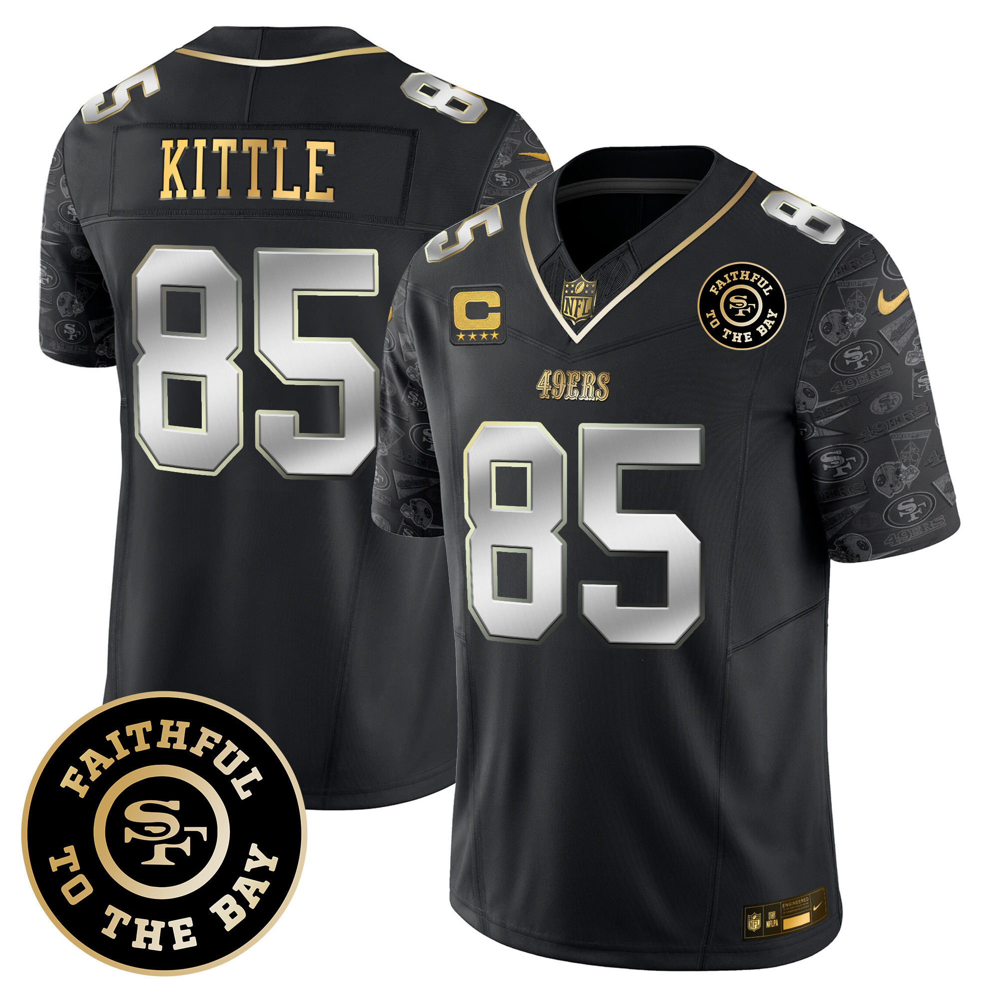 George Kittle Men's San Francisco 49ers Pattern Style Vapor Limited Black Limited Jersey - All Stitched