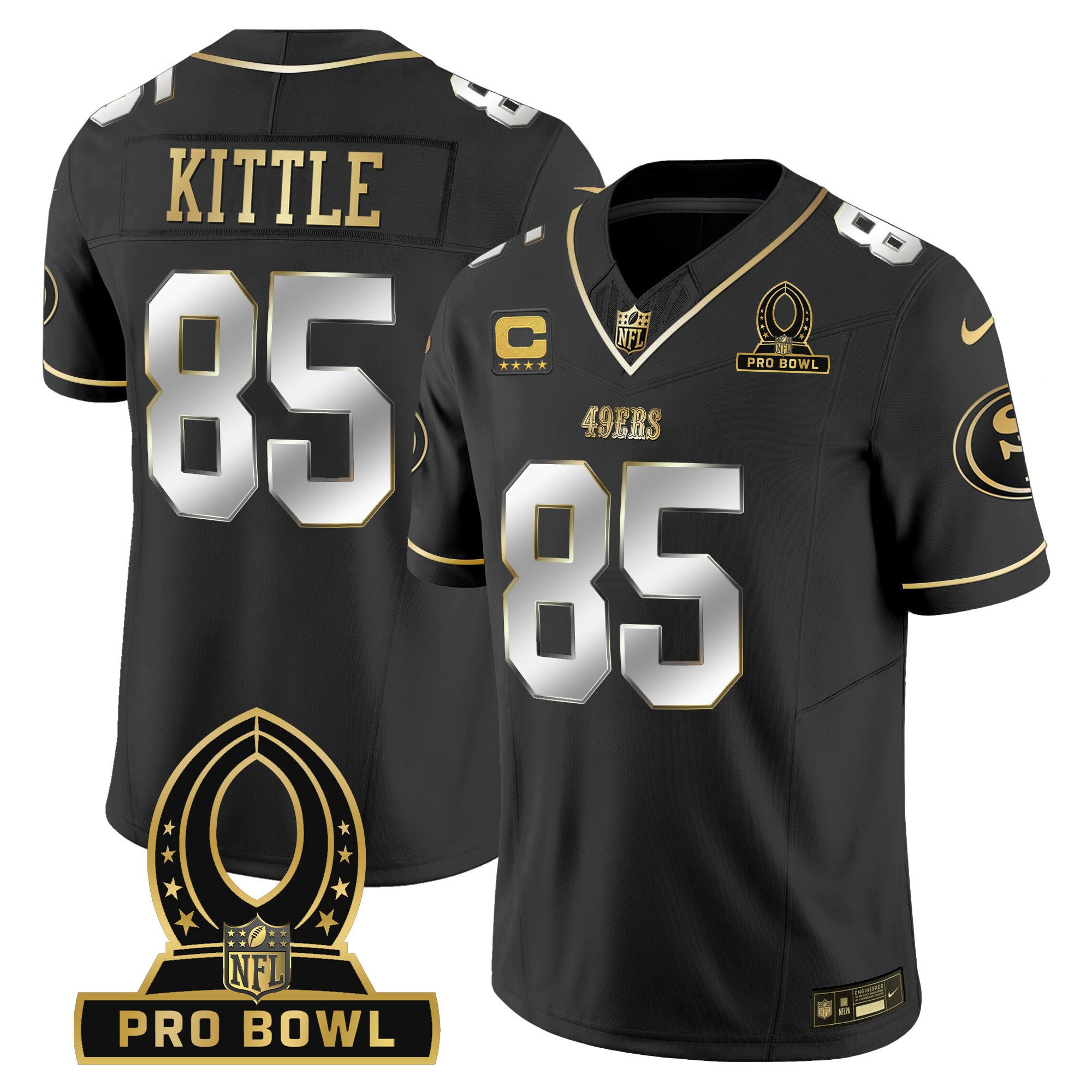 George Kittle San Francisco 49ers 2024 Pro Bowl Patch Vapor Black Limited Jersey - All Stitched