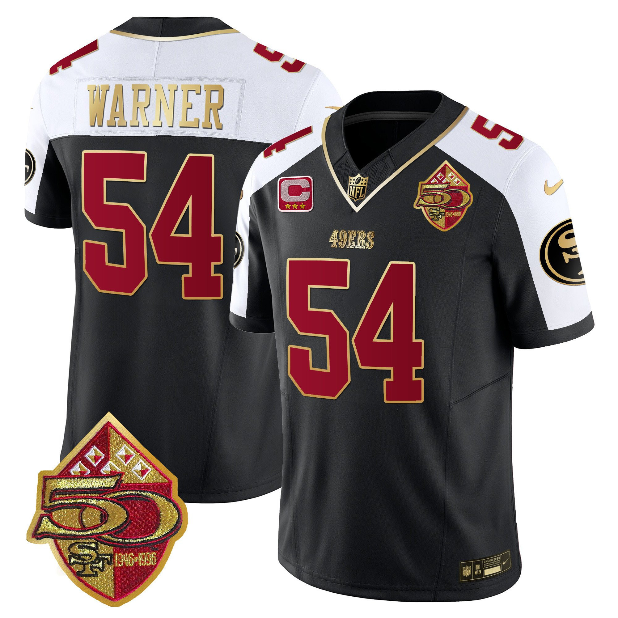 George Kittle San Francisco 49ers 50th Anniversary Patch Vapor Limited Black Alternate Jersey - All Stitched