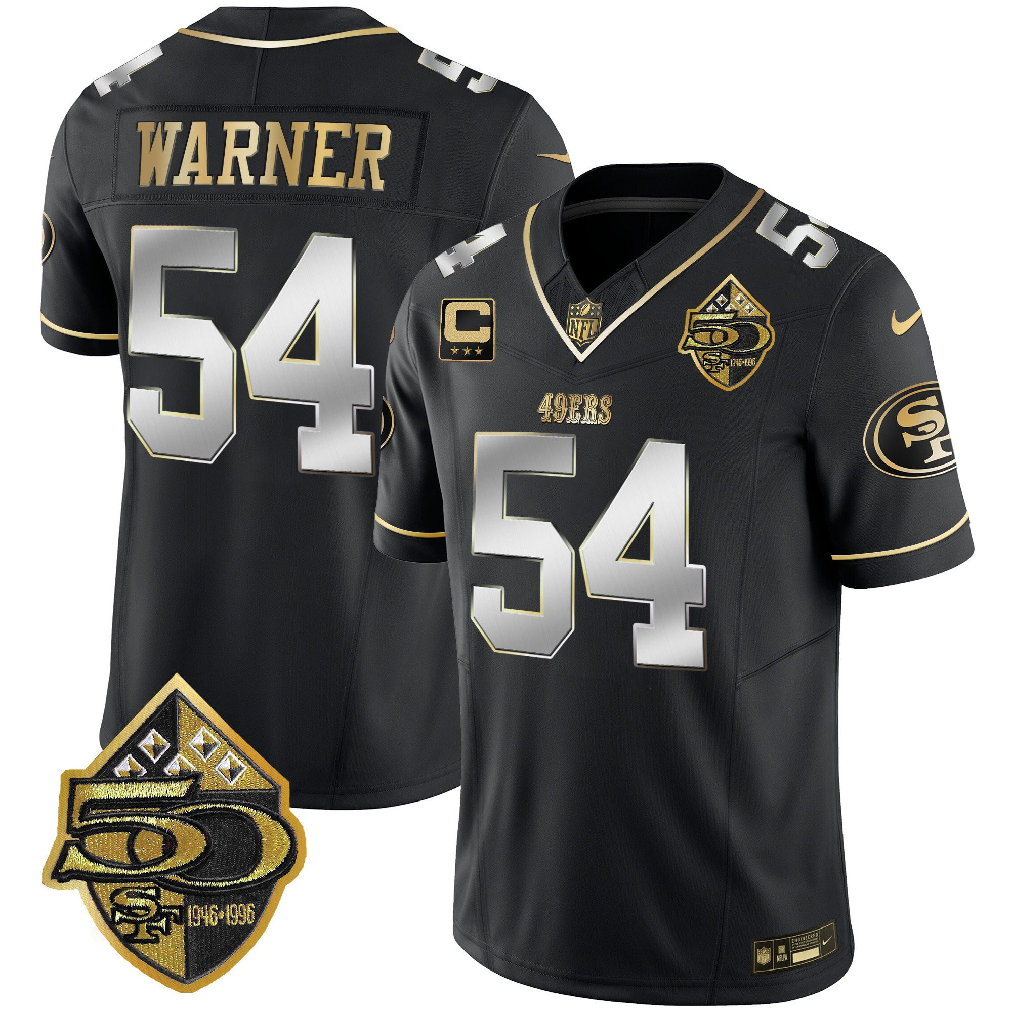 George Kittle San Francisco 49ers 50th Anniversary Patch Vapor Limited Black Limited Jersey - All Stitched