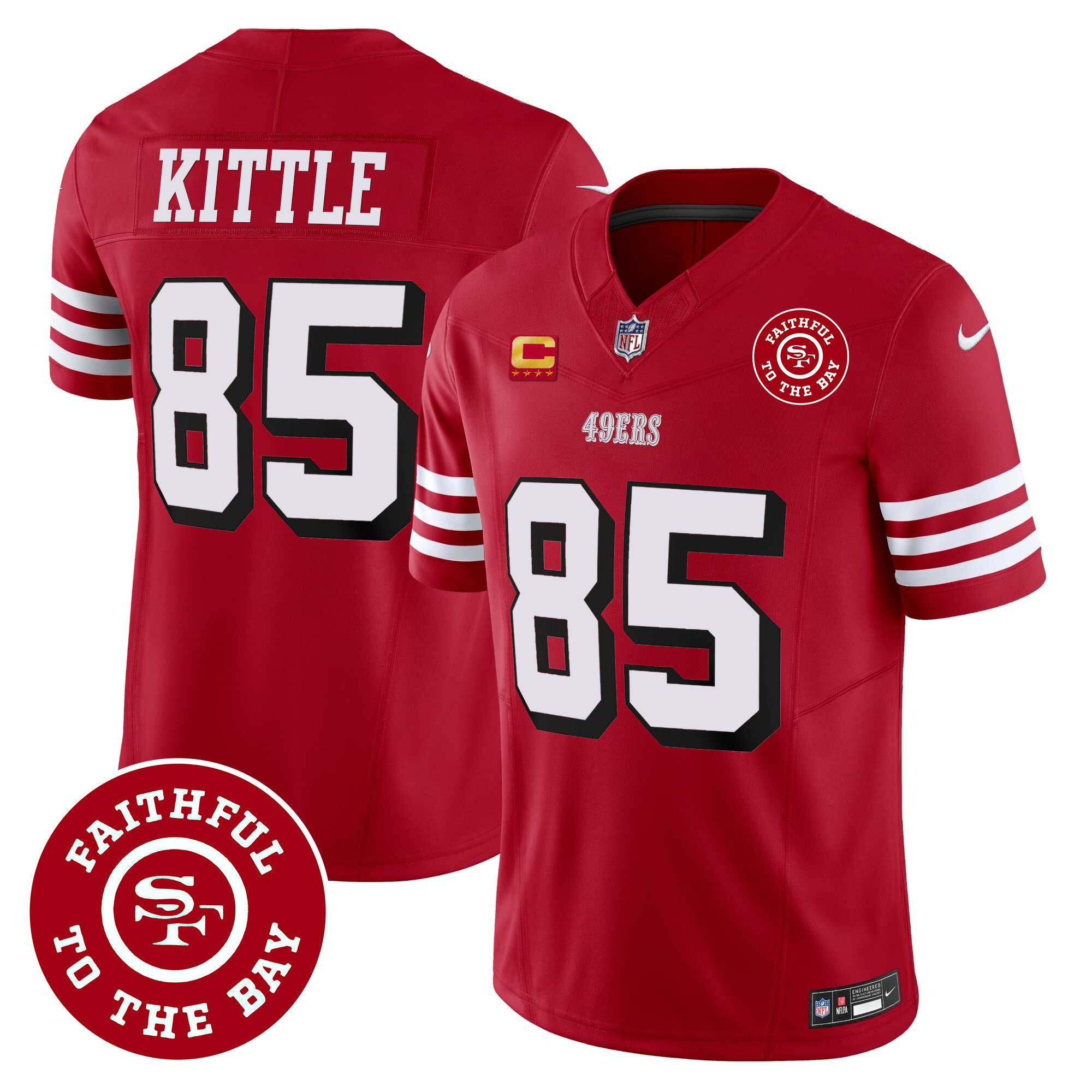 George Kittle San Francisco 49ers Faithful To The Bay Patch Vapor Red Jersey - All Stitched