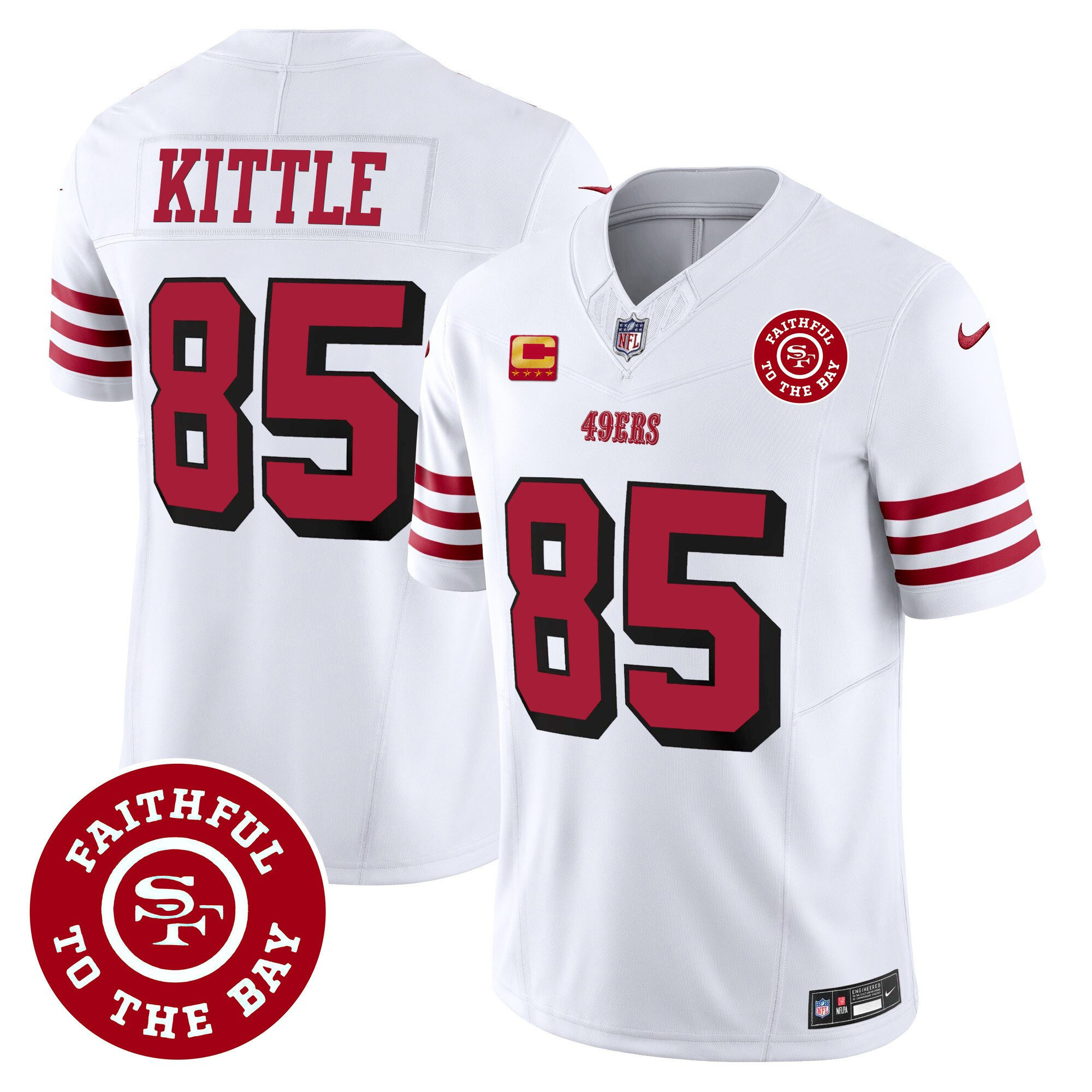 George Kittle San Francisco 49ers Faithful To The Bay Patch Vapor White Jersey - All Stitched