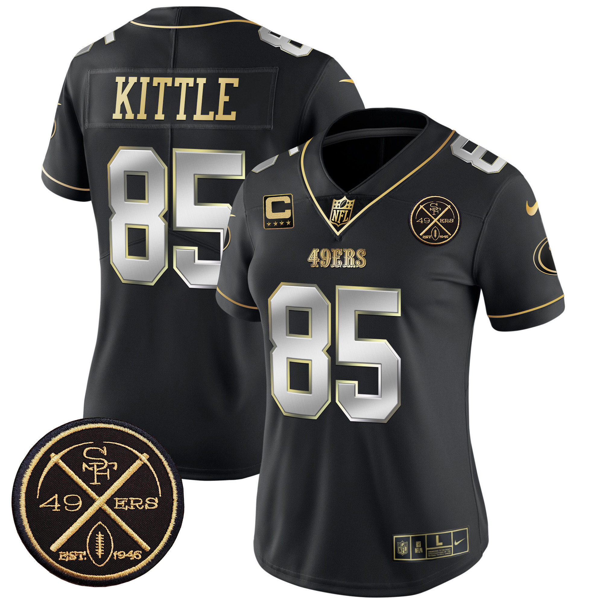 George Kittle Women's San Francisco 49ers Est.1946 Patch Vapor Limited Black Limited Jersey - All Stitched