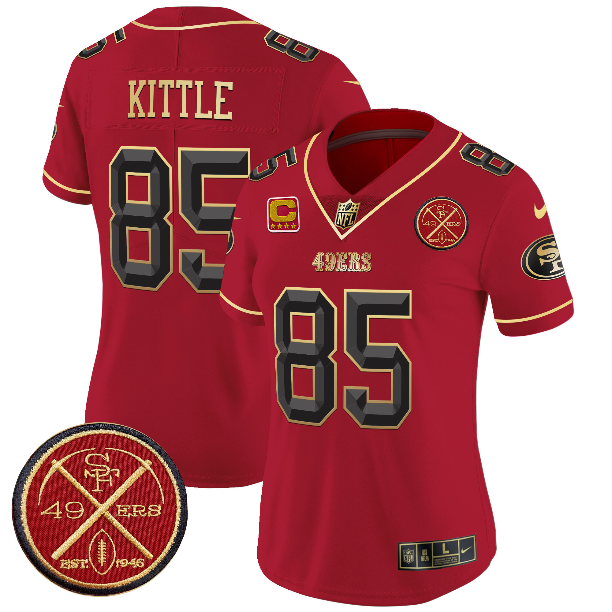 George Kittle Women's San Francisco 49ers Est.1946 Patch Vapor Limited Scarlet Limited Jersey - All Stitched