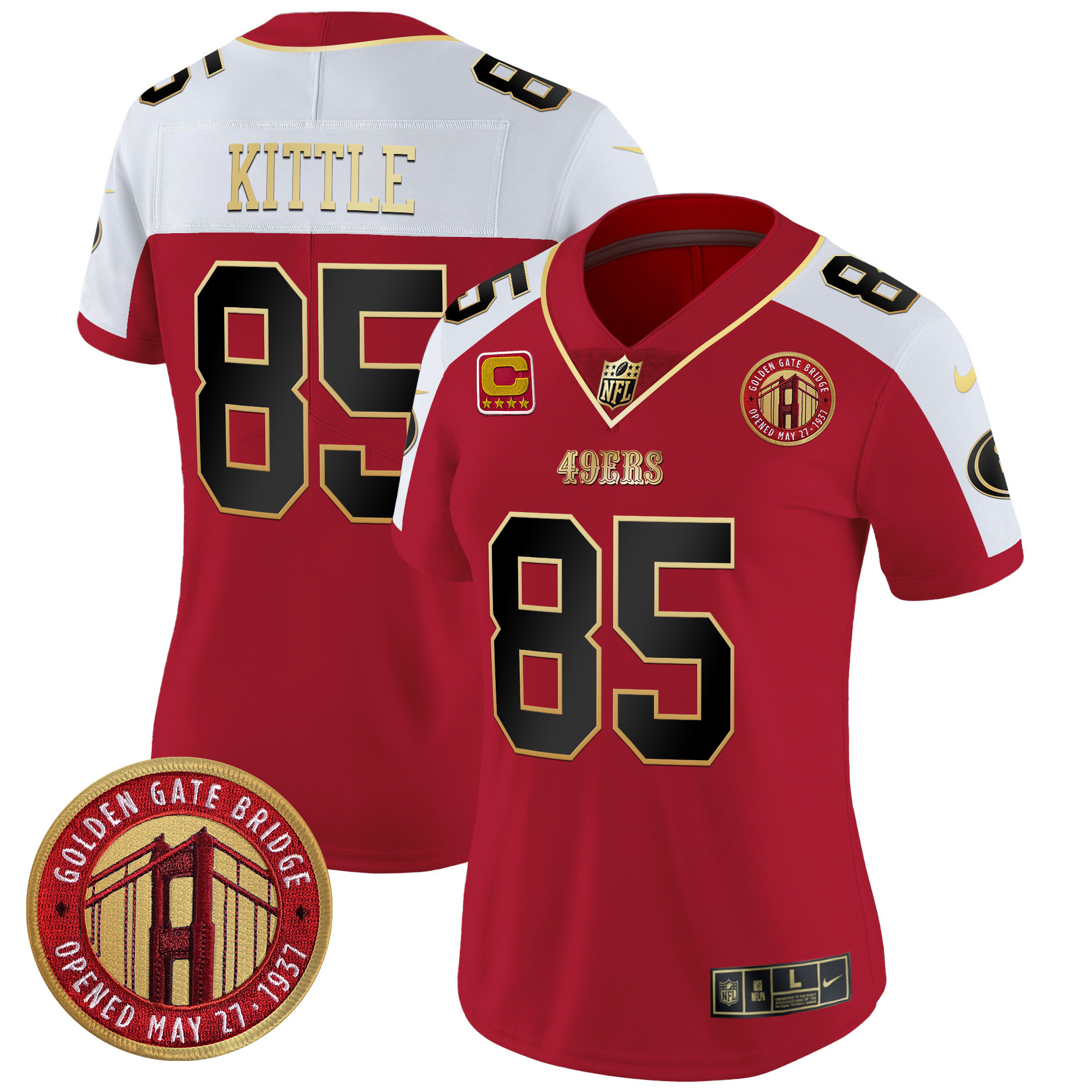 George Kittle Women's San Francisco 49ers Golden Gate Bridge Patch Vapor Limited Alternate Jersey - All Stitched