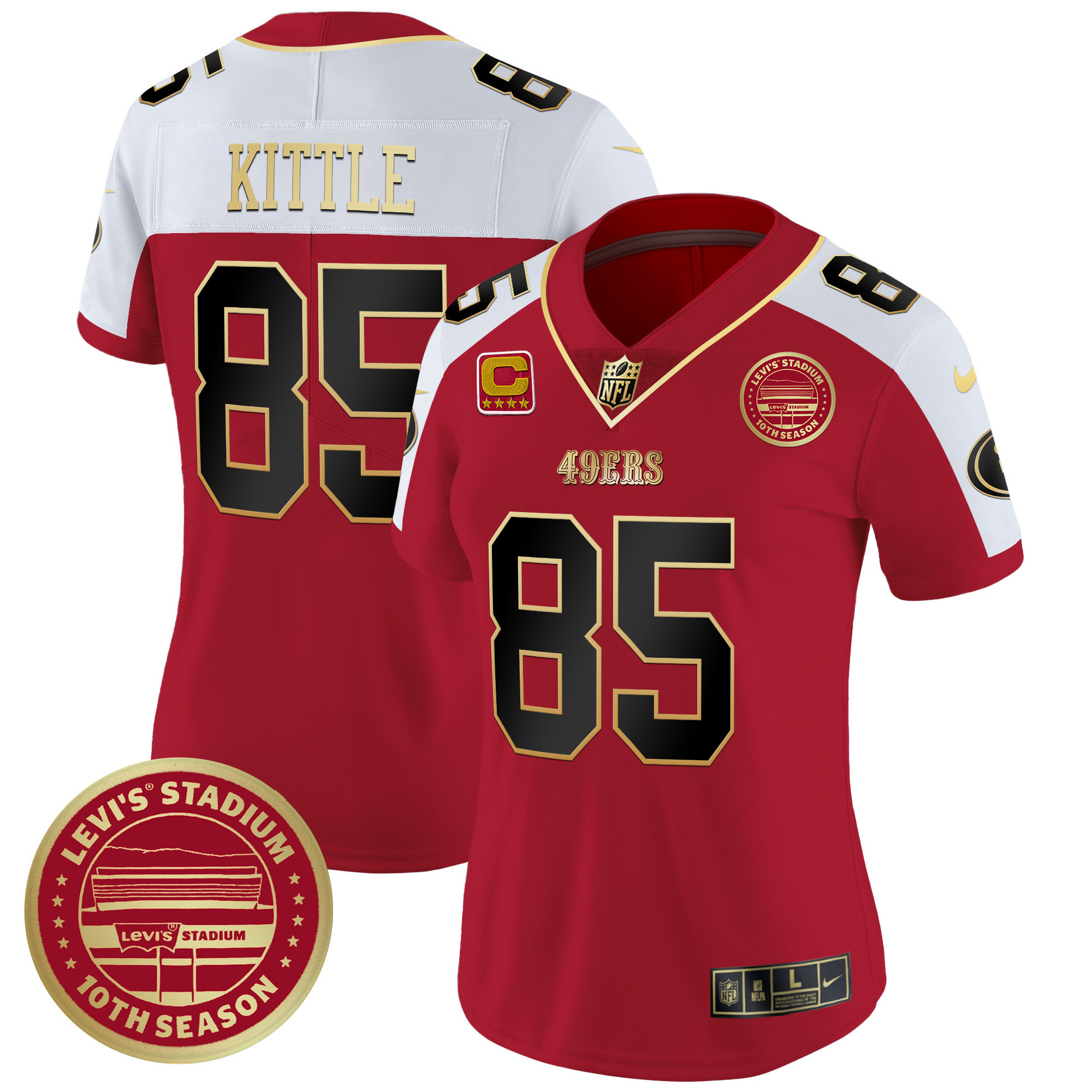 George Kittle Women's San Francisco 49ers Levi'S Stadium 10th Season Patch Vapor Limited Alternate Jersey - All Stitched