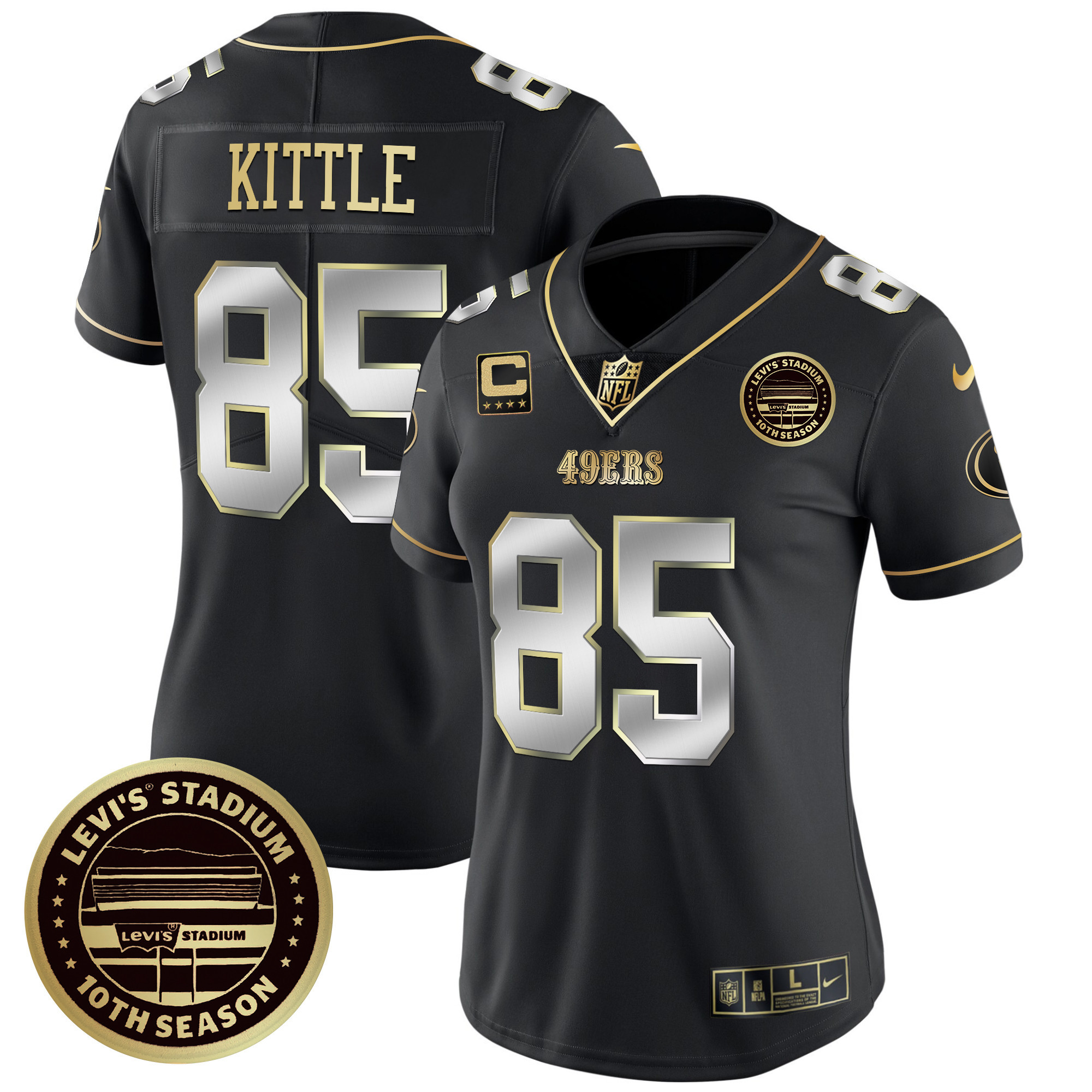 George Kittle Women's San Francisco 49ers Levi'S Stadium 10th Season Patch Vapor Limited Black Limited Jersey - All Stitched