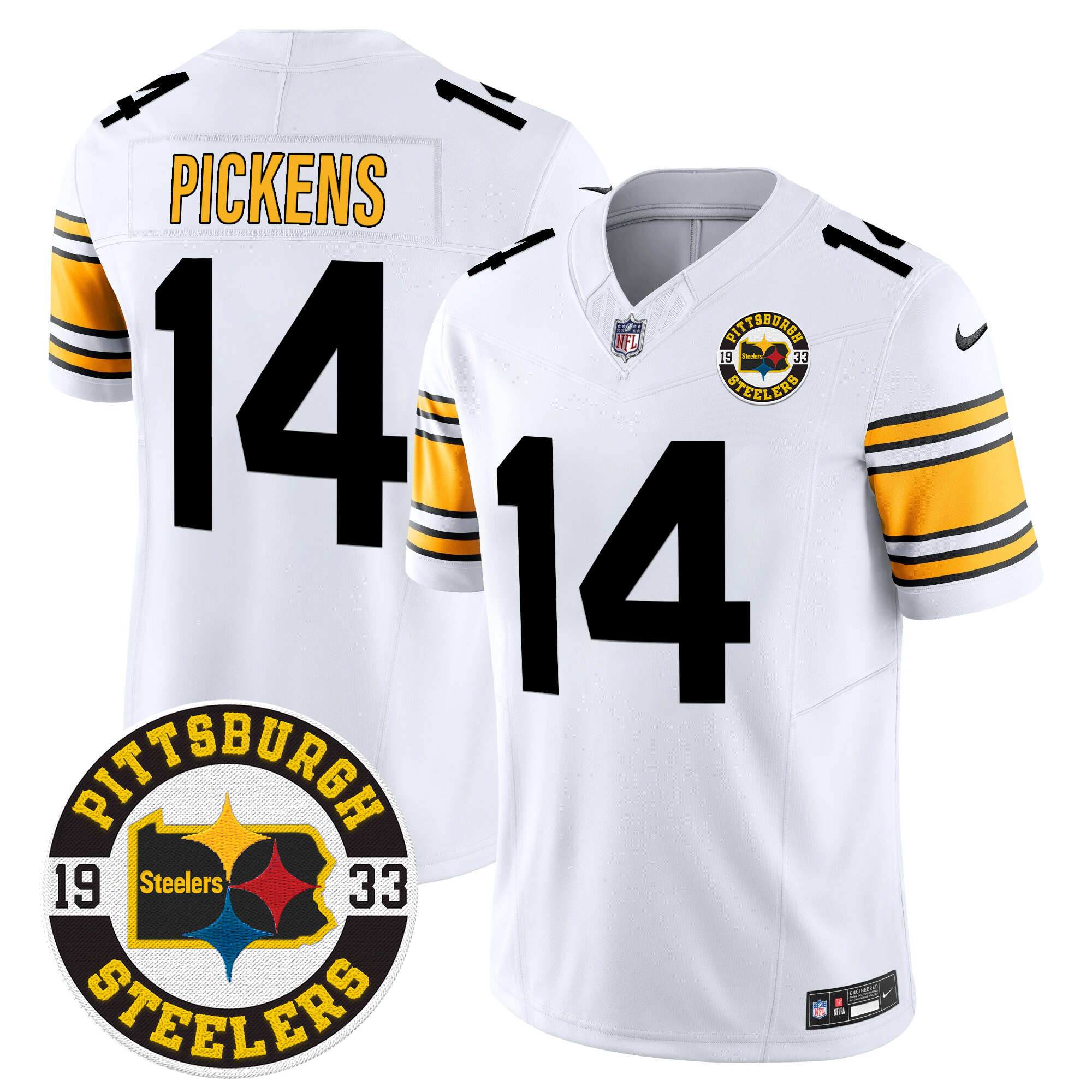 George Pickens Men's Pittsburgh Steelers 2024 Vapor Limited 1975 White Jersey - All Stitched