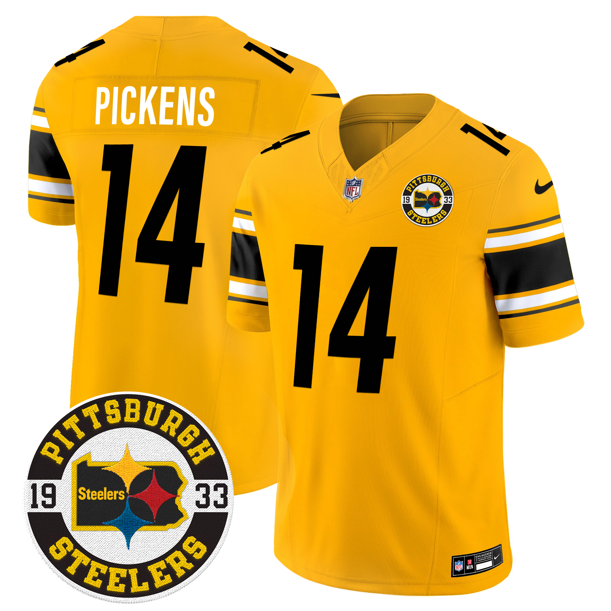 George Pickens Men's Pittsburgh Steelers 2024 Vapor Limited Gold Jersey - All Stitched