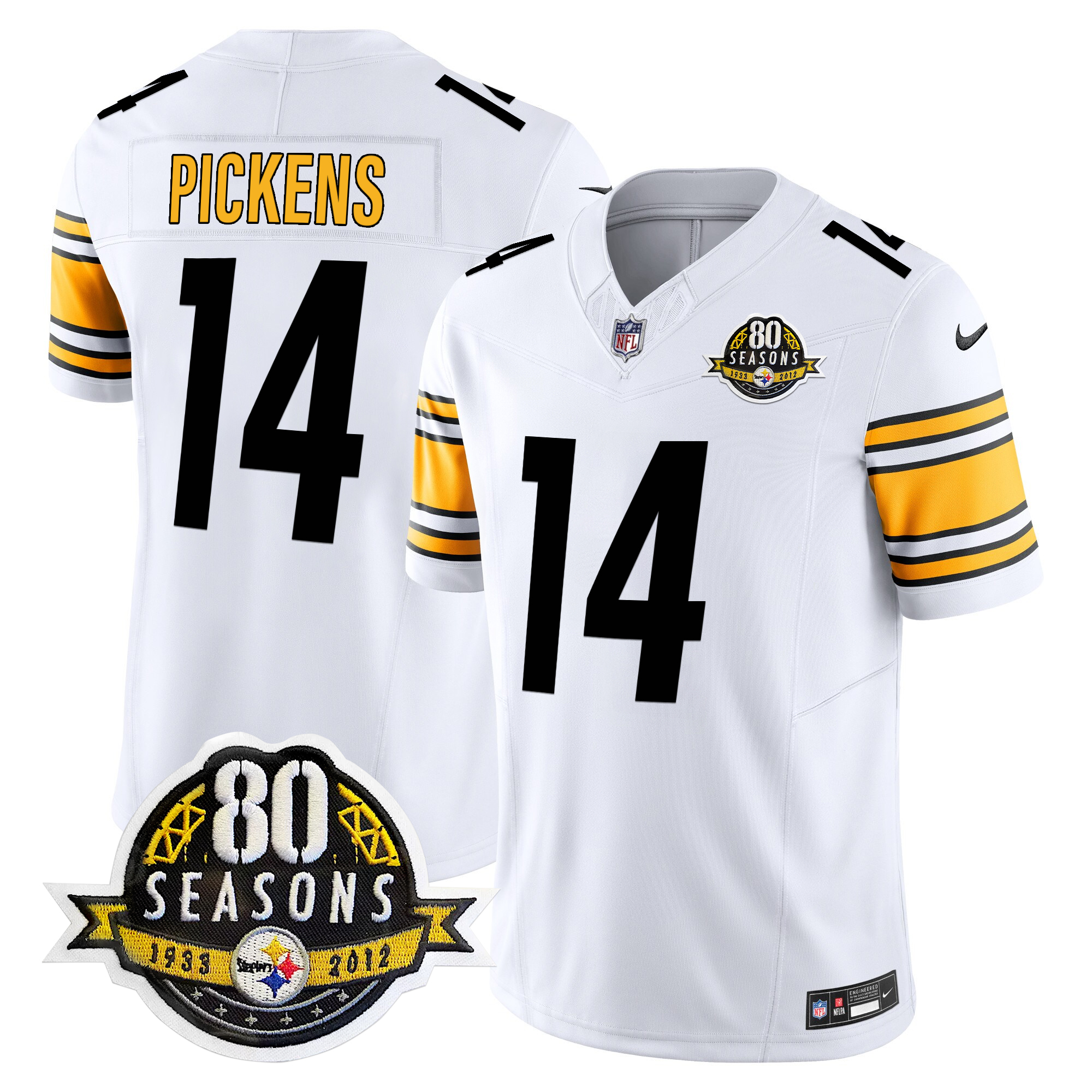 George Pickens Men's Pittsburgh Steelers 80th Anniversary Patch Vapor Limited White Jersey - All Stitched