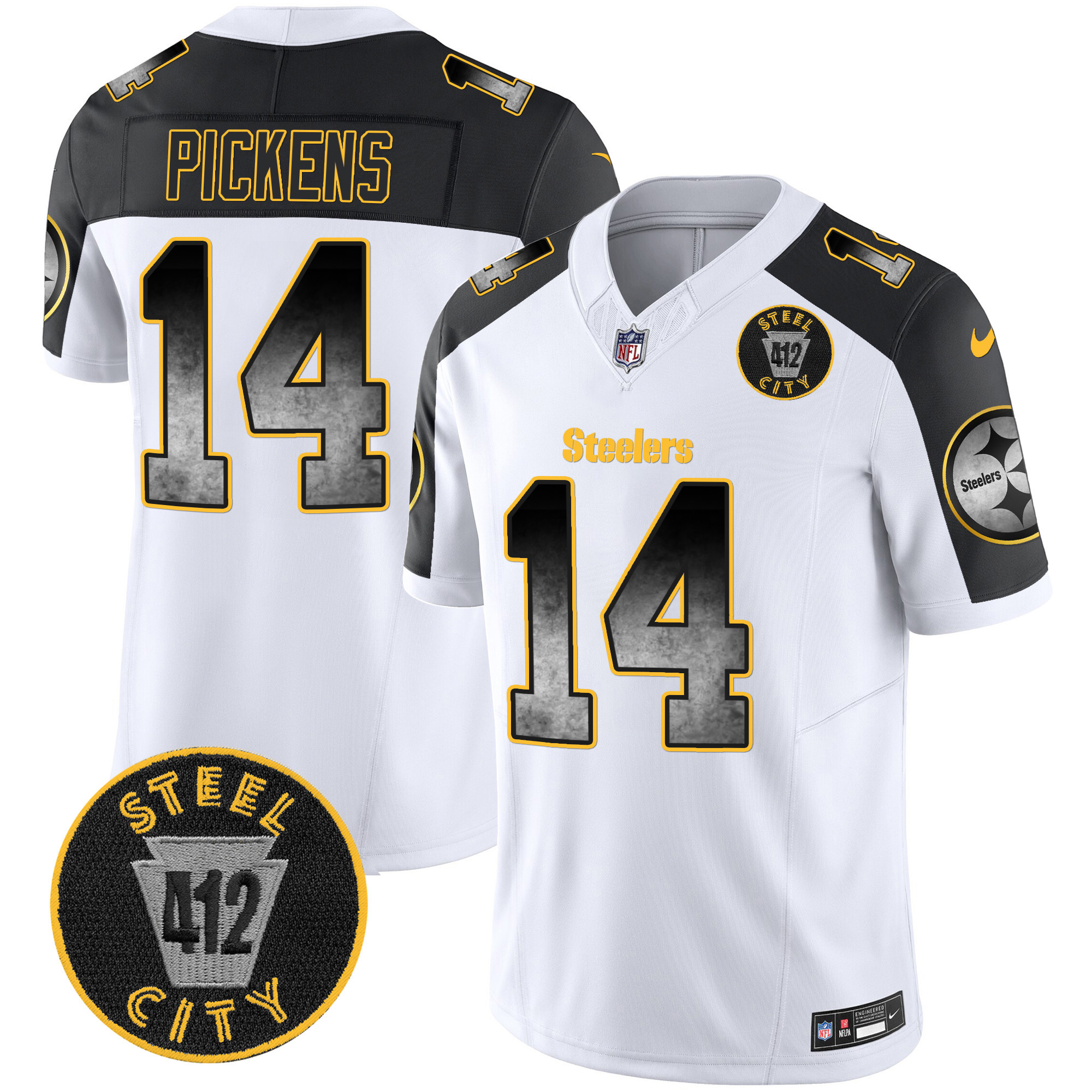 George Pickens Men's Pittsburgh Steelers Arch Smoke 412 Patch Vapor Limited Inverted Jersey - All Stitched