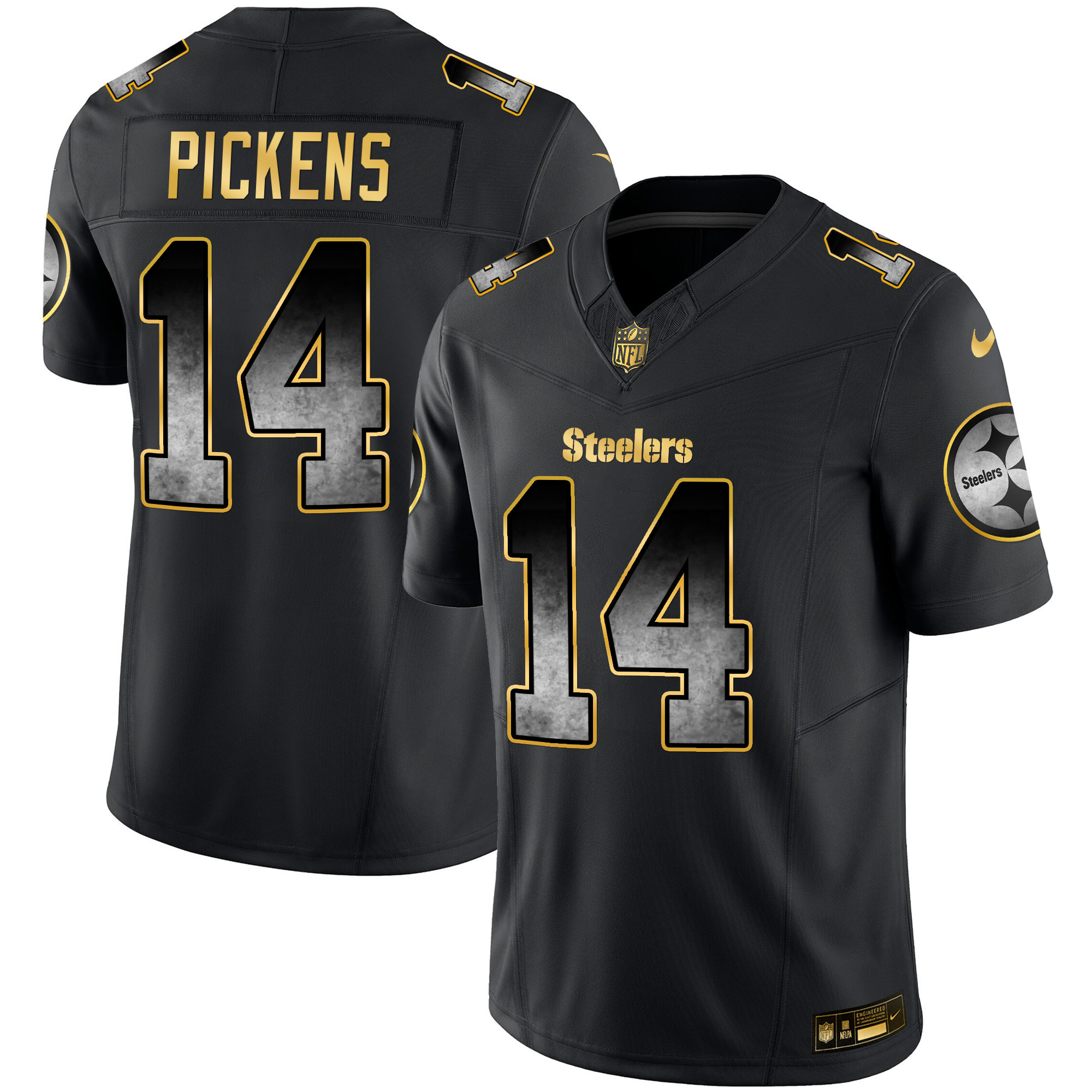 George Pickens Men's Pittsburgh Steelers Arch Smoke Vapor Black Jersey - All Stitched