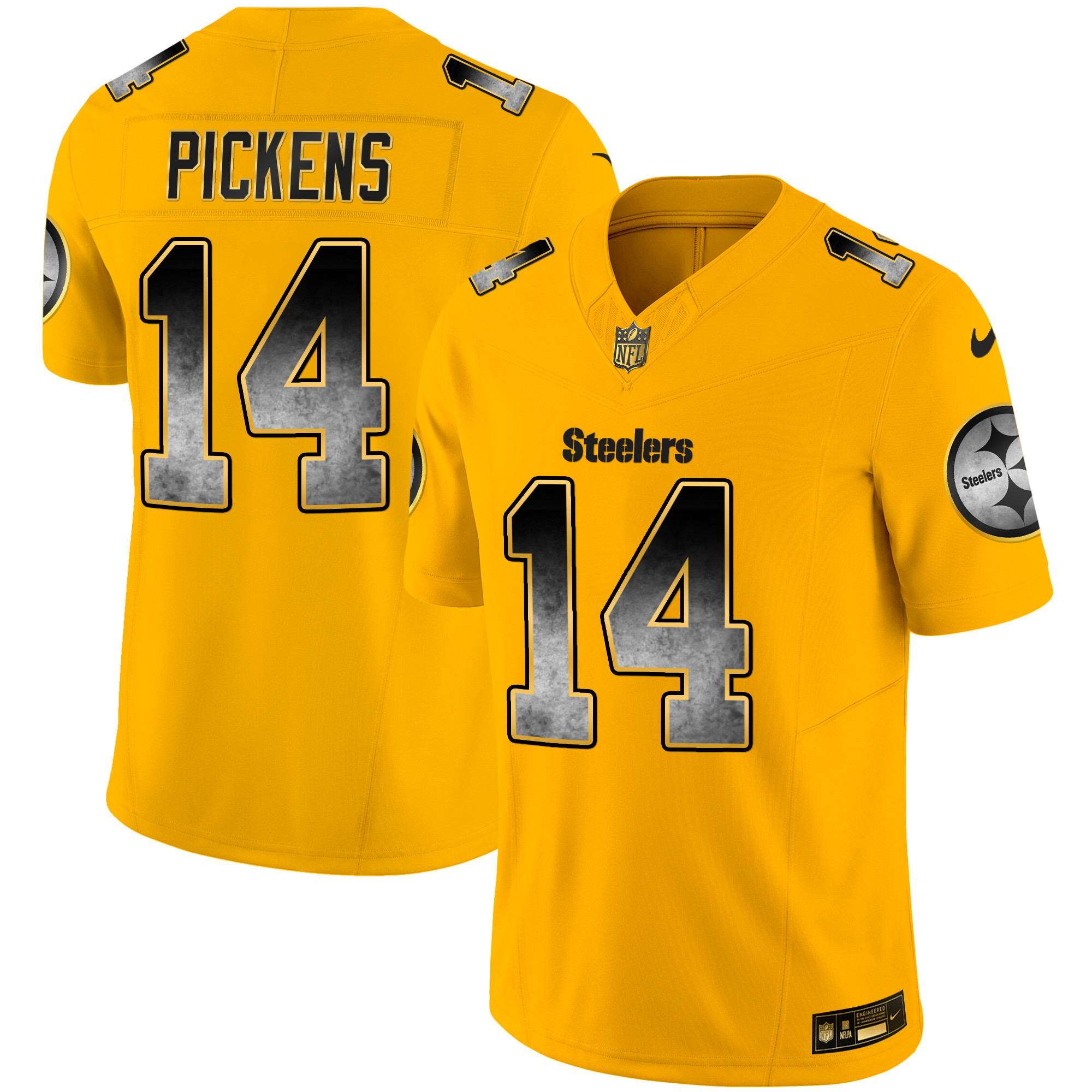 George Pickens Men's Pittsburgh Steelers Arch Smoke Vapor Gold Jersey - All Stitched