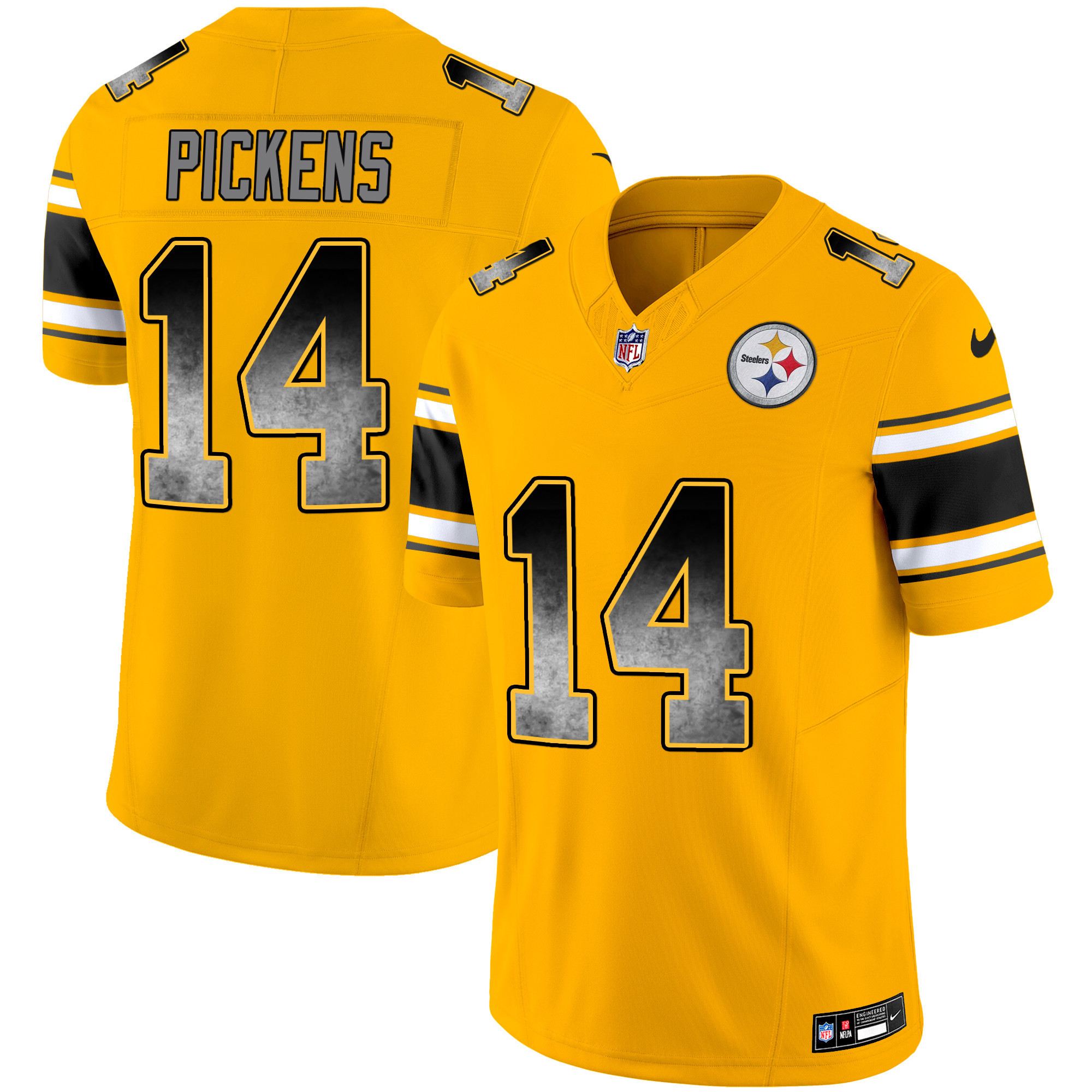George Pickens Men's Pittsburgh Steelers Arch Smoke Vapor Gold Jersey - All Stitched