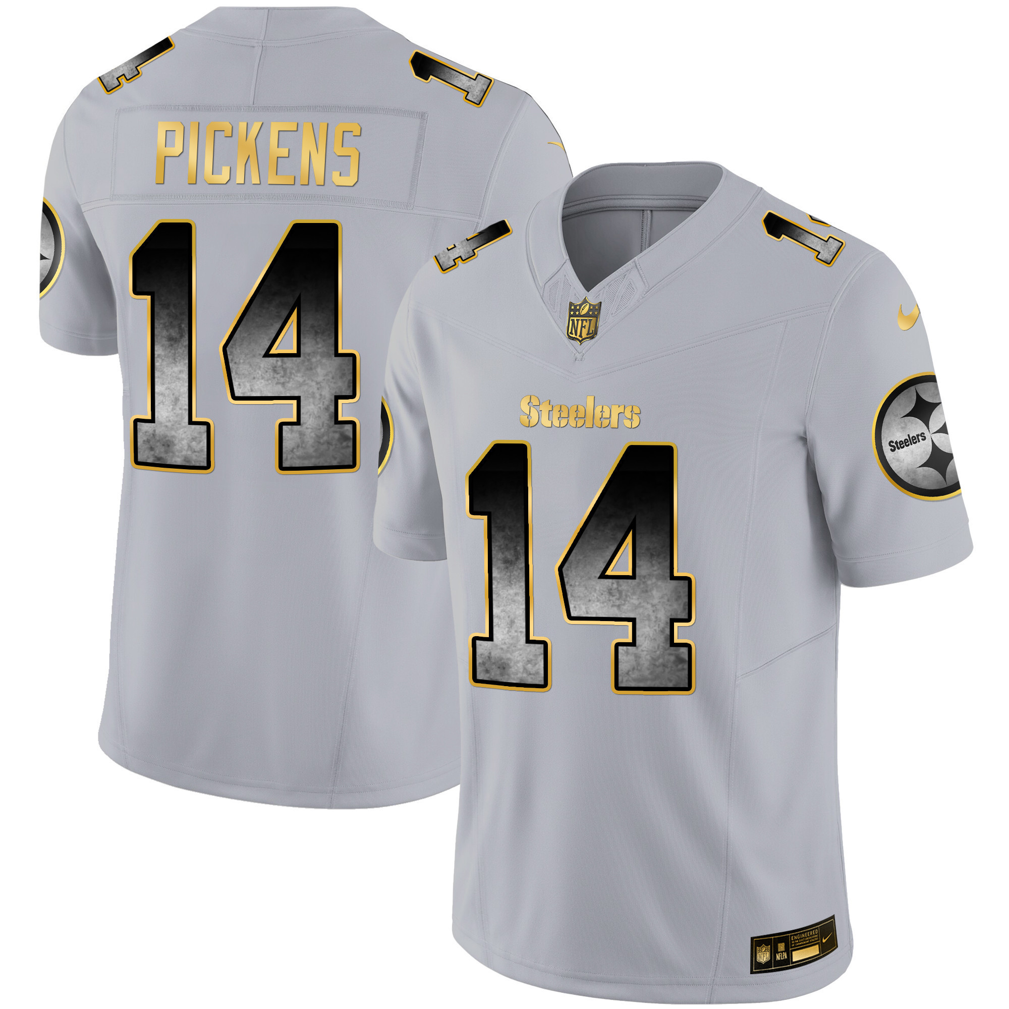 George Pickens Men's Pittsburgh Steelers Arch Smoke Vapor Gray Jersey - All Stitched