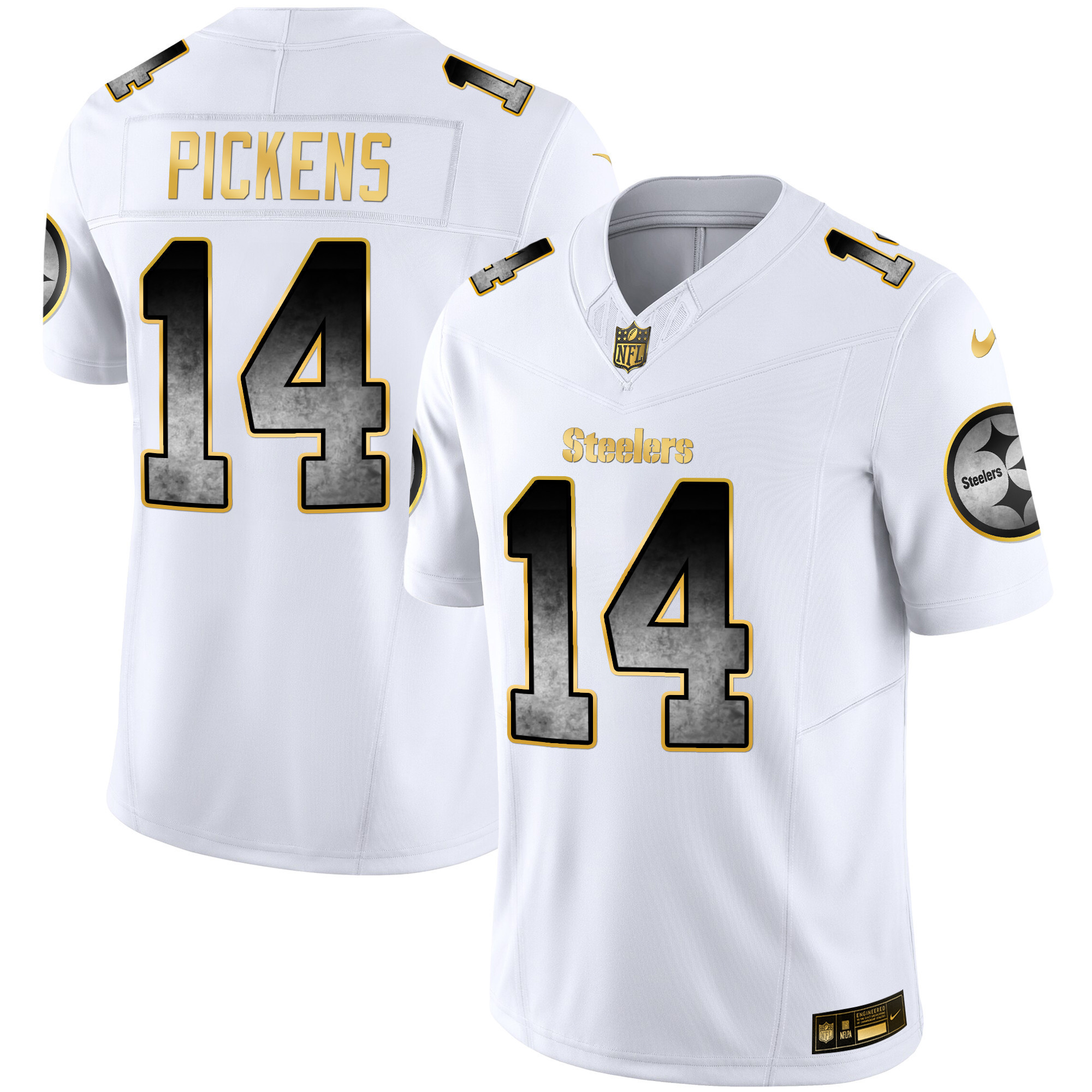George Pickens Men's Pittsburgh Steelers Arch Smoke Vapor White Jersey - All Stitched