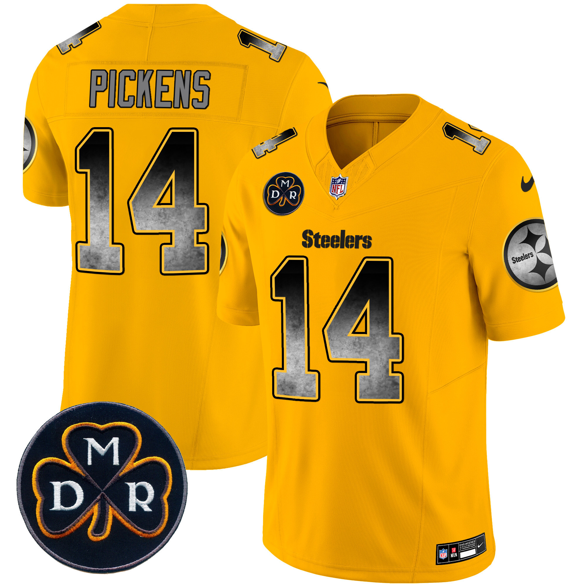 George Pickens Men's Pittsburgh Steelers DMR Patch Arch Smoke Vapor Limited Gold Jersey - All Stitched