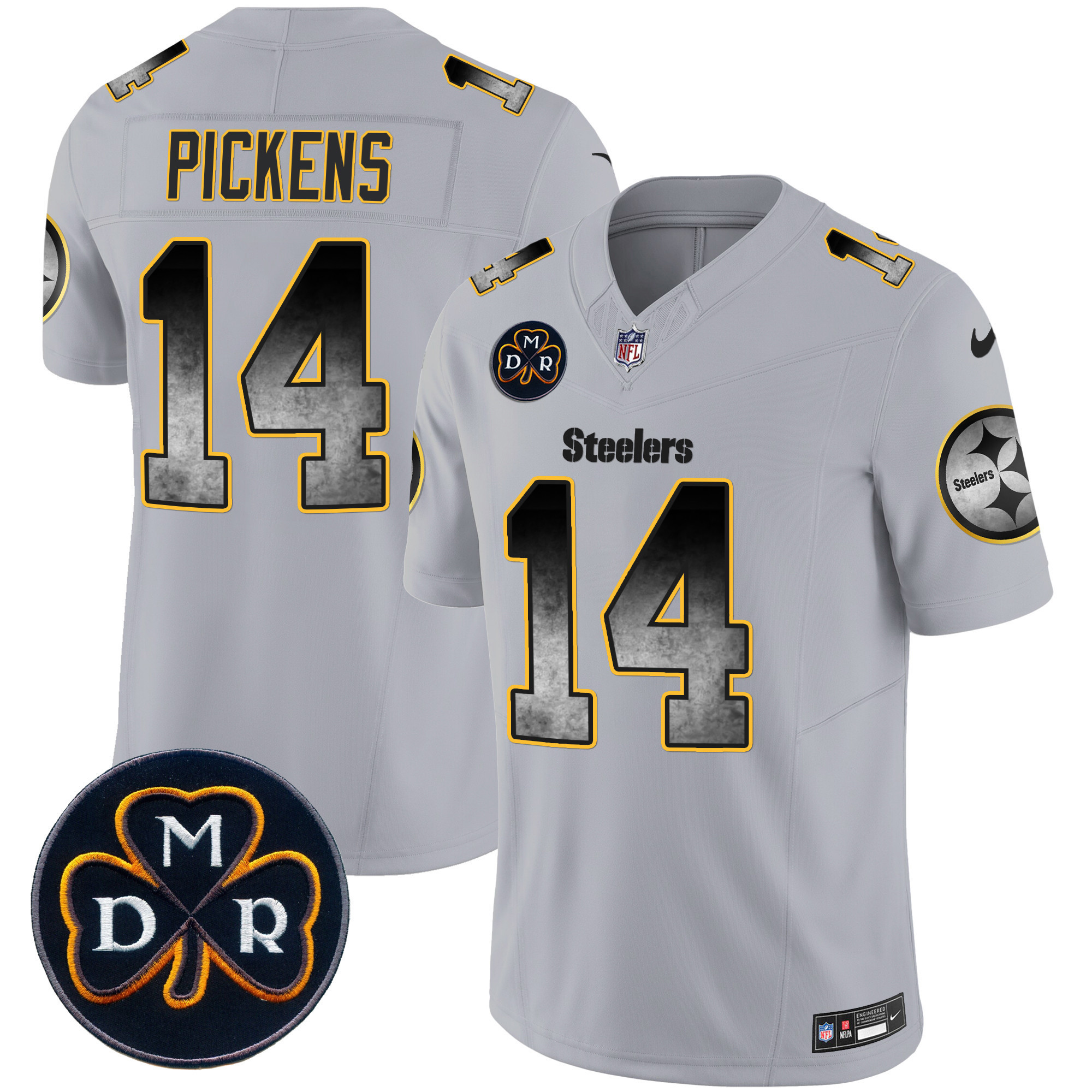 George Pickens Men's Pittsburgh Steelers DMR Patch Arch Smoke Vapor Limited Gray Jersey - All Stitched