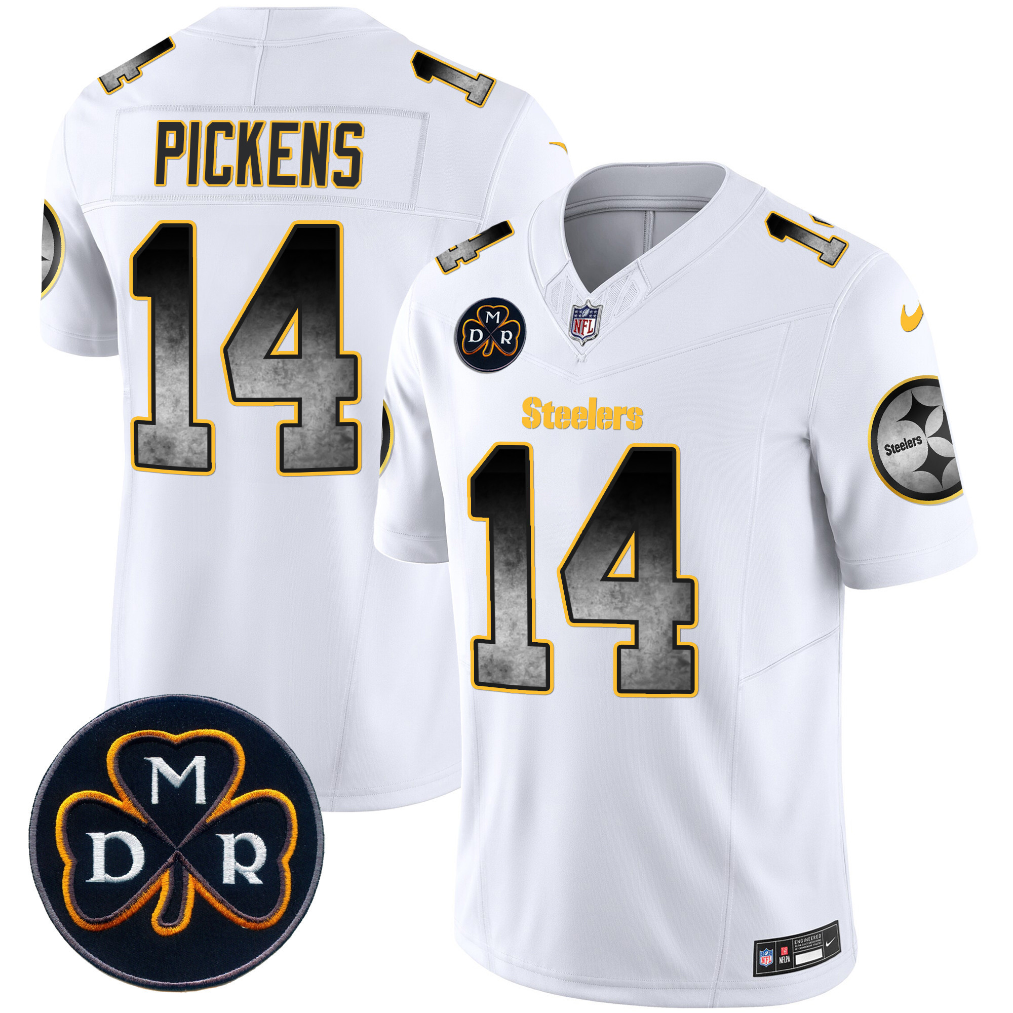 George Pickens Men's Pittsburgh Steelers DMR Patch Arch Smoke Vapor Limited White Jersey - All Stitched