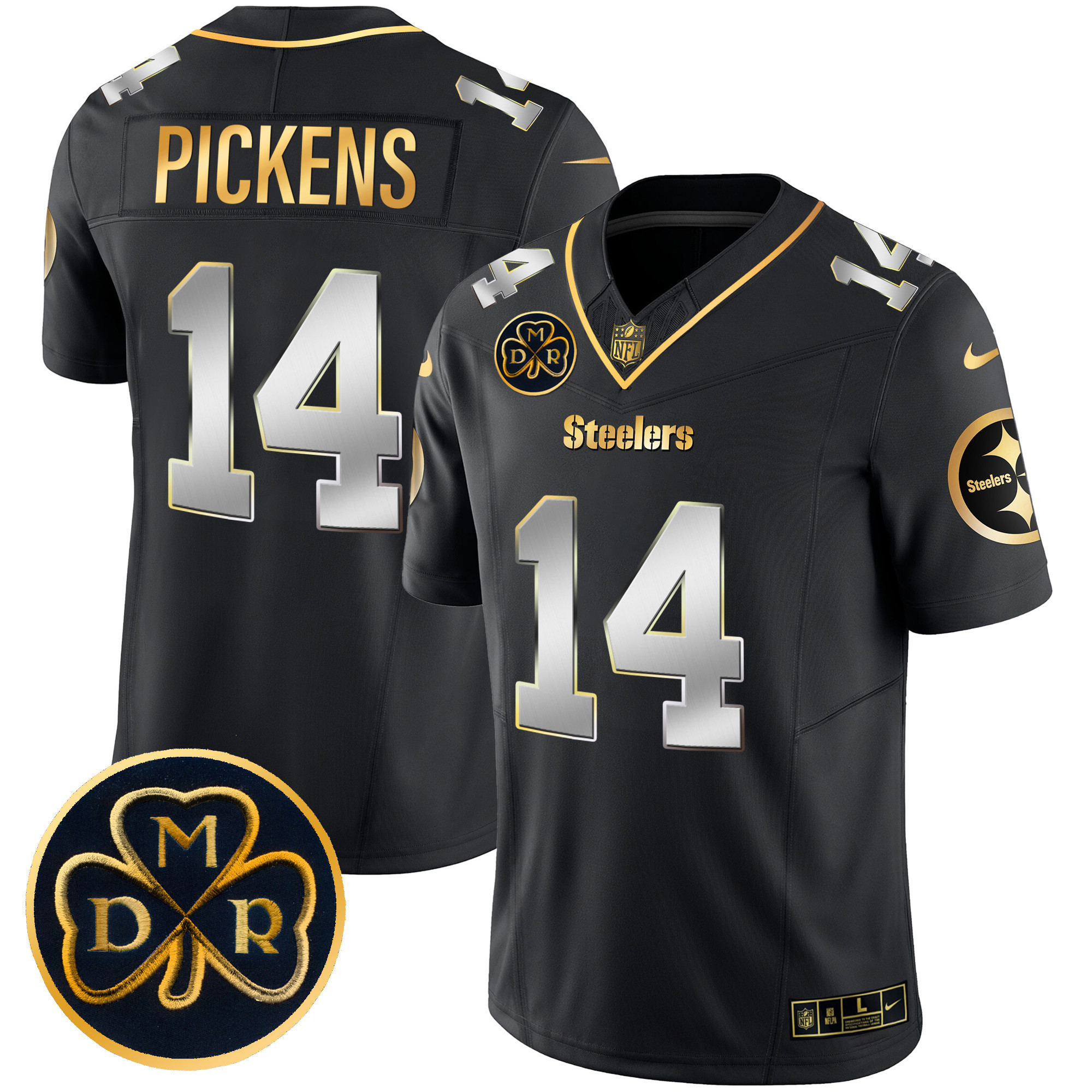 George Pickens Men's Pittsburgh Steelers DMR Patch Gold Vapor Limited Black Limited Jersey - All Stitched