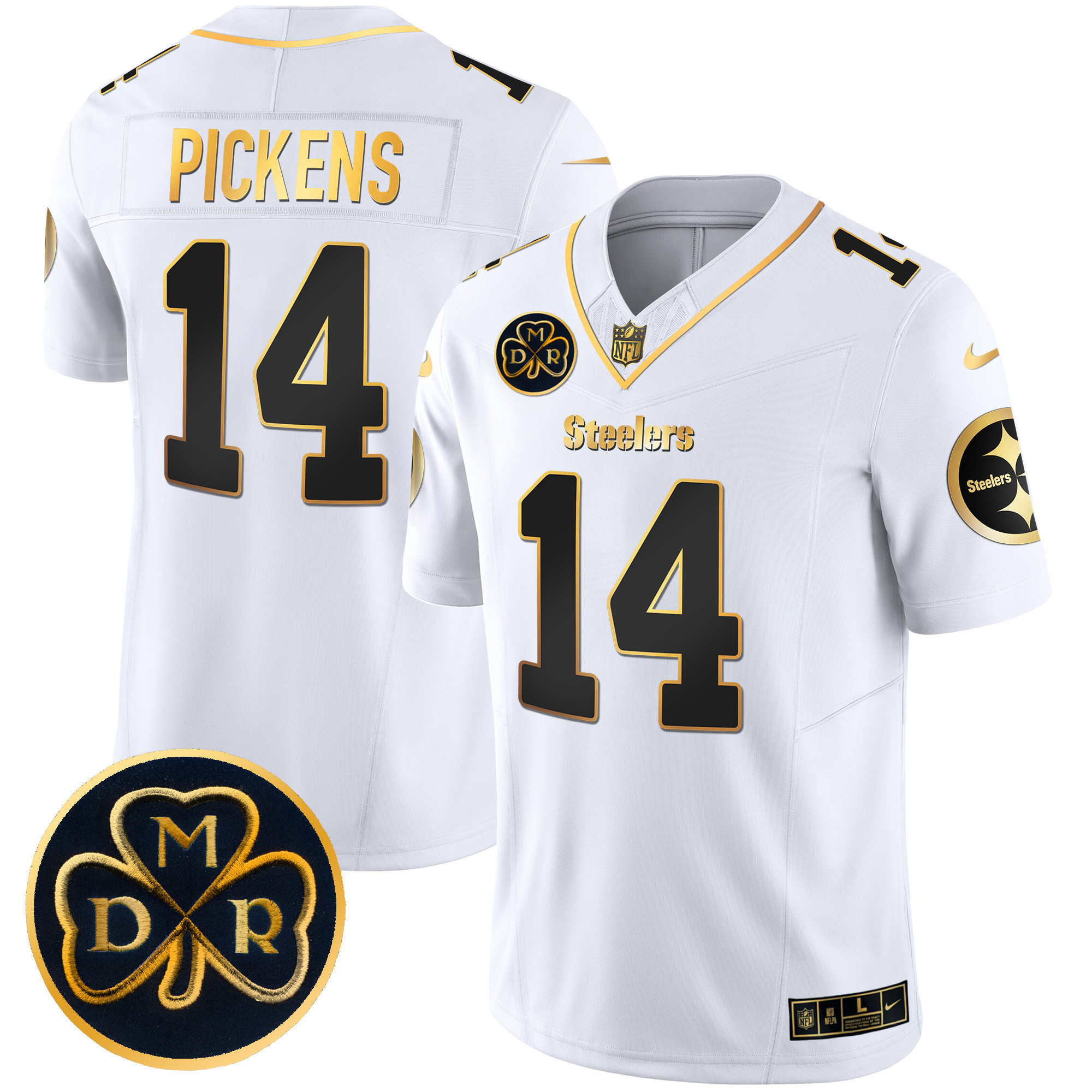 George Pickens Men's Pittsburgh Steelers DMR Patch Gold Vapor Limited White Gold Jersey - All Stitched
