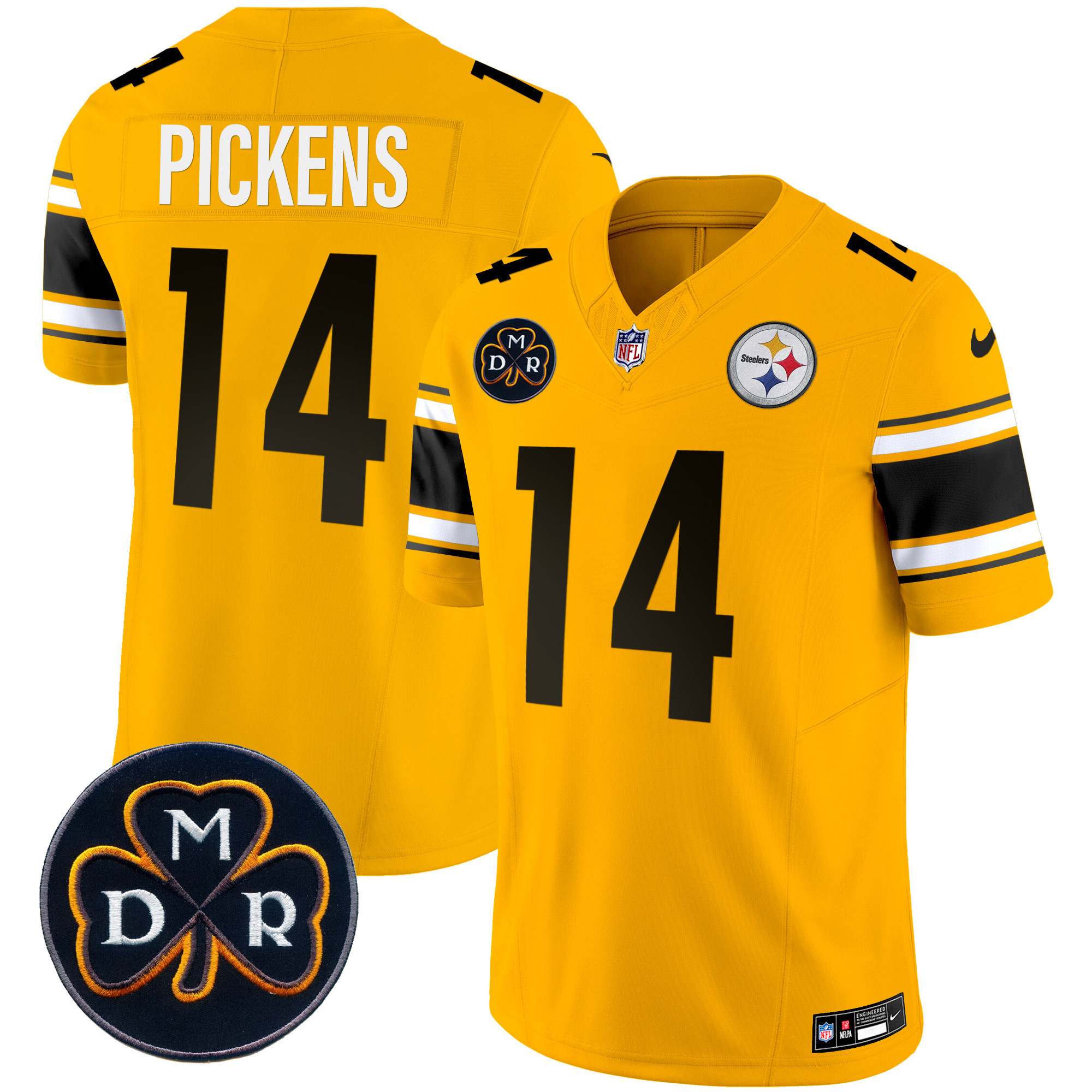 George Pickens Men's Pittsburgh Steelers DMR Patch Vapor Limited Gold Jersey - All Stitched