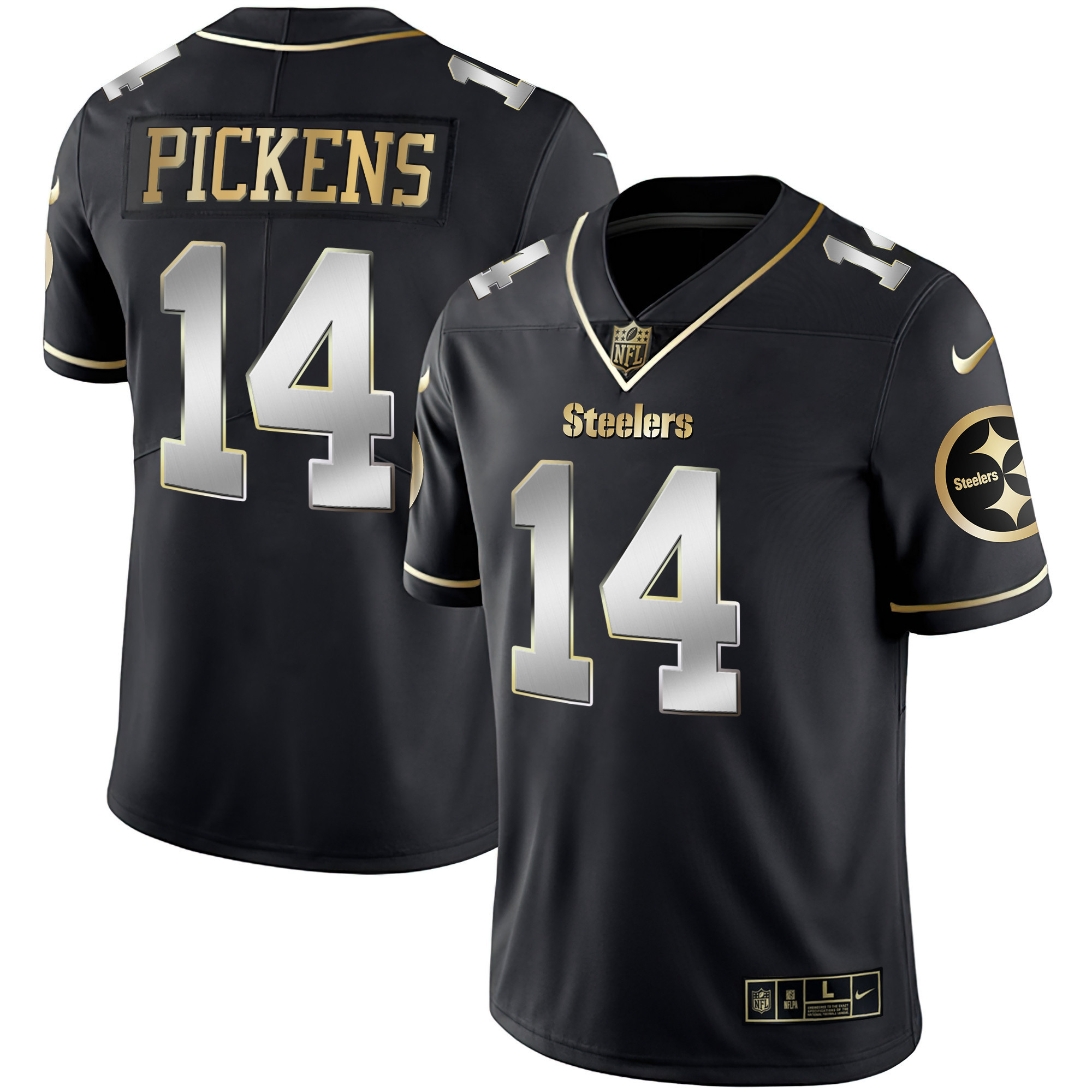 George Pickens Men's Pittsburgh Steelers Gold & Split - All Stitched Black Limited Jersey - All Stitched