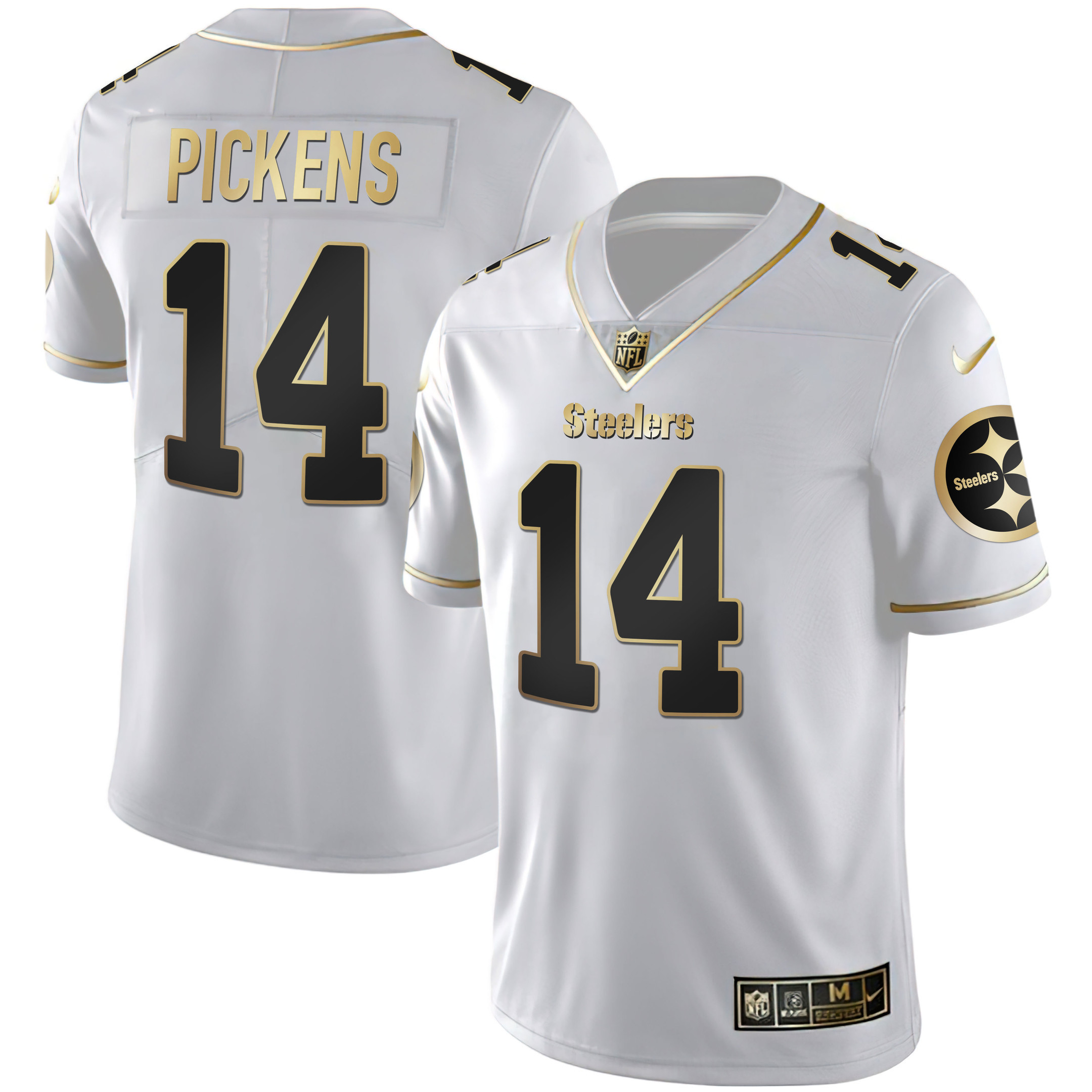 George Pickens Men's Pittsburgh Steelers Gold & Split - All Stitched White Gold Jersey - All Stitched