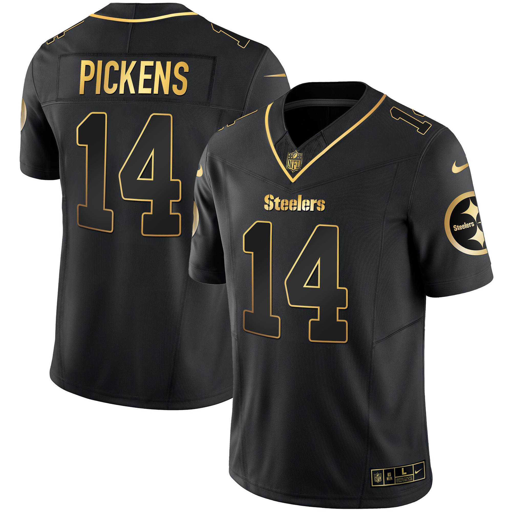 George Pickens Men's Pittsburgh Steelers Gold Vapor Black Gold Jersey - All Stitched