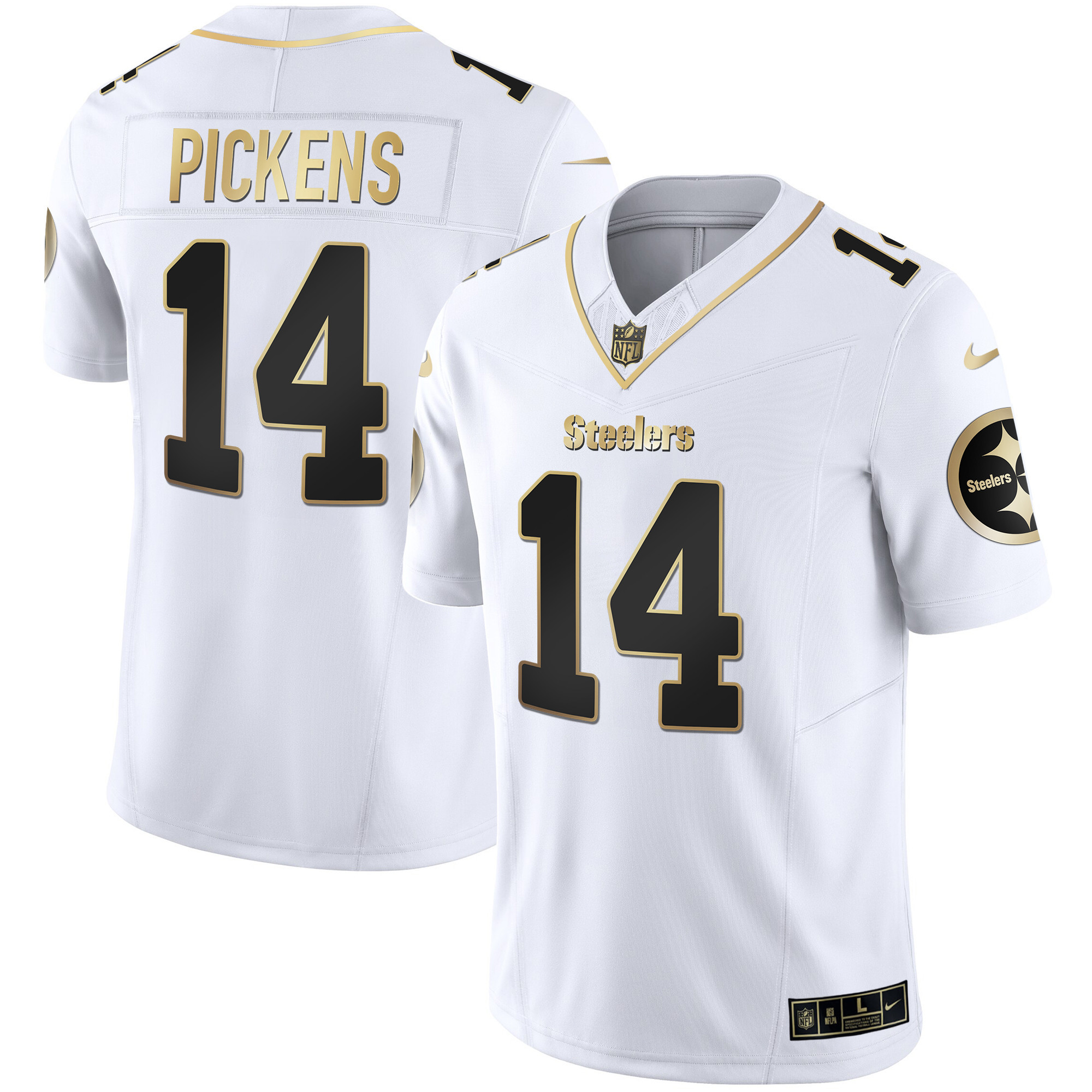 George Pickens Men's Pittsburgh Steelers Gold Vapor White Gold Jersey - All Stitched