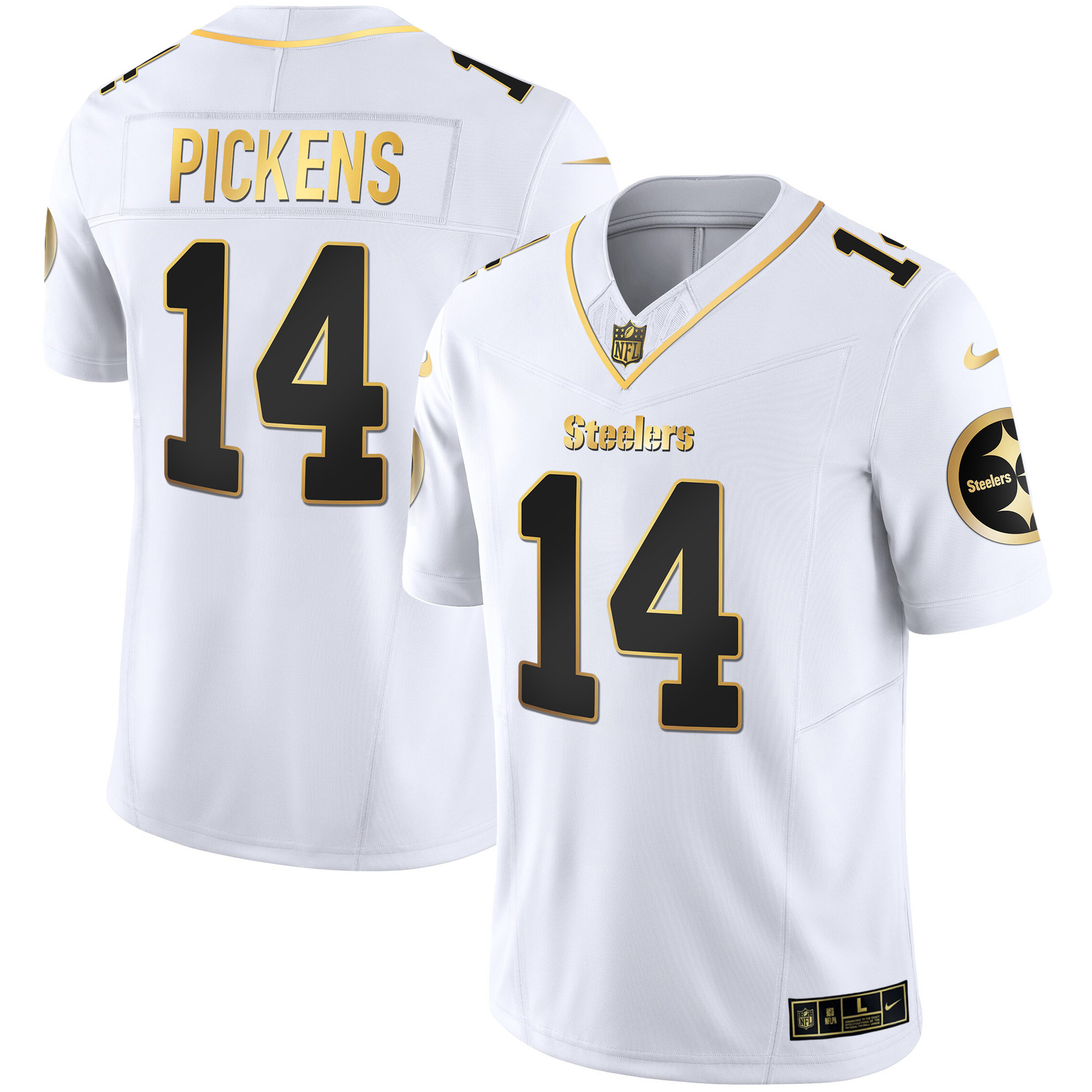 George Pickens Men's Pittsburgh Steelers Gold Vapor White Gold Jersey - All Stitched