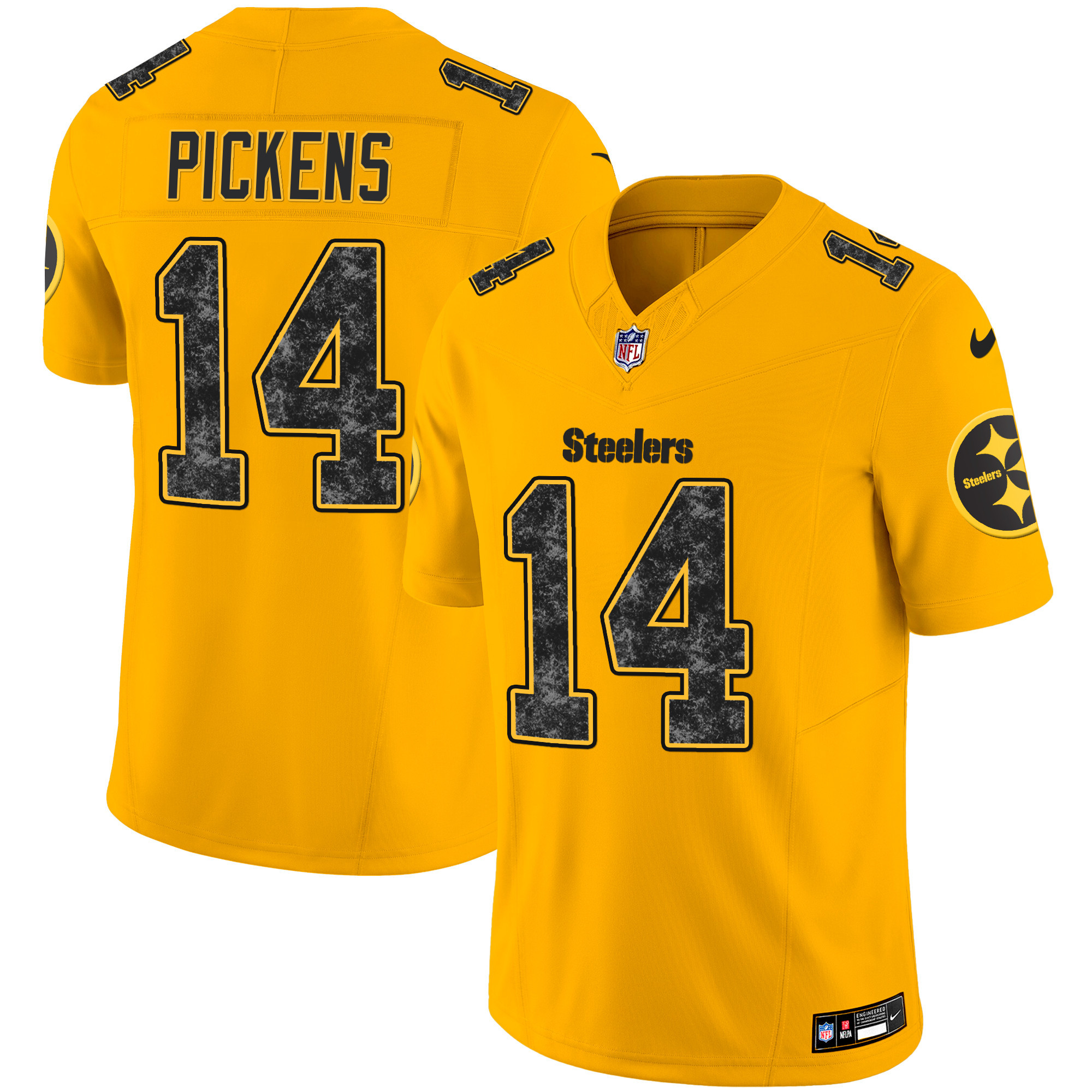 George Pickens Men's Pittsburgh Steelers Grunge Vapor Limited Gold Jersey - All Stitched