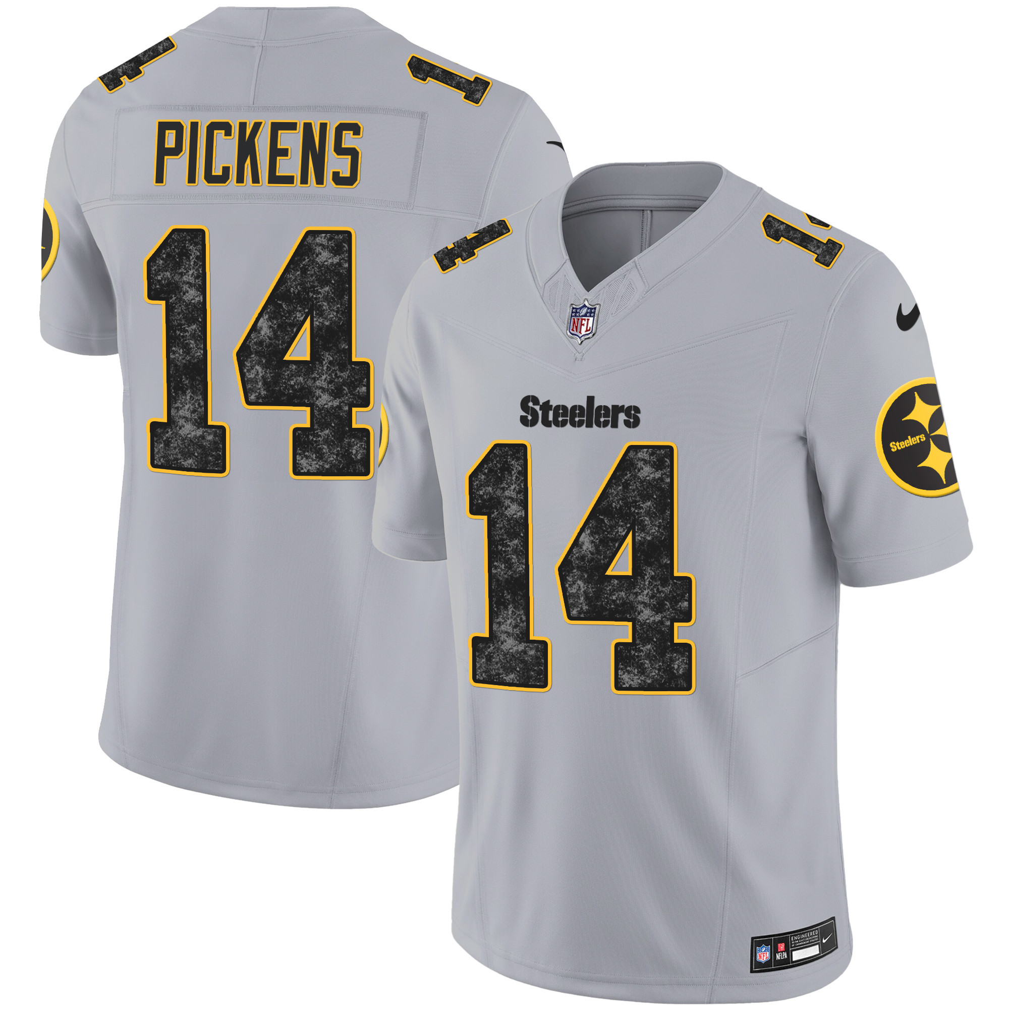 George Pickens Men's Pittsburgh Steelers Grunge Vapor Limited Gray Jersey - All Stitched