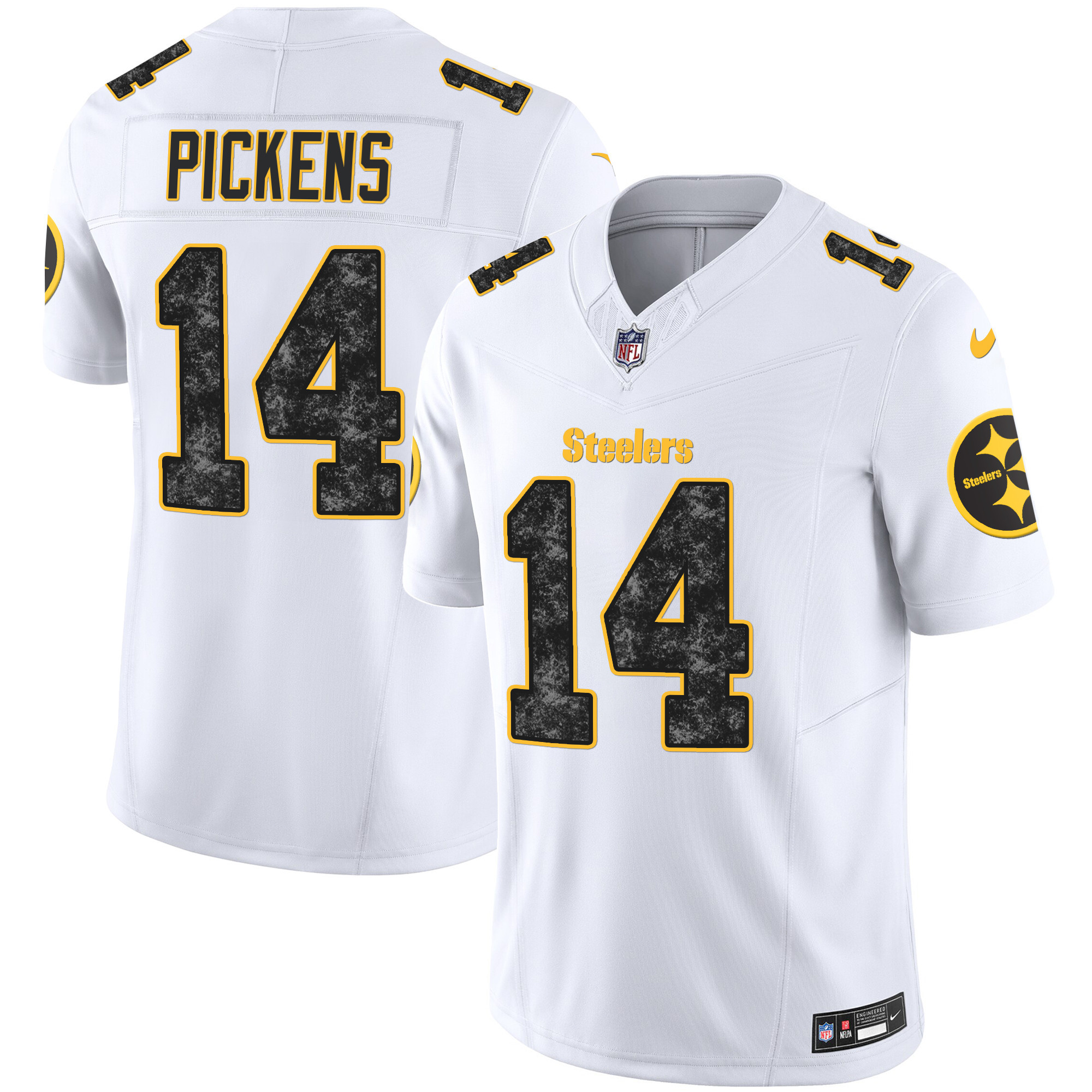 George Pickens Men's Pittsburgh Steelers Grunge Vapor Limited White Jersey - All Stitched